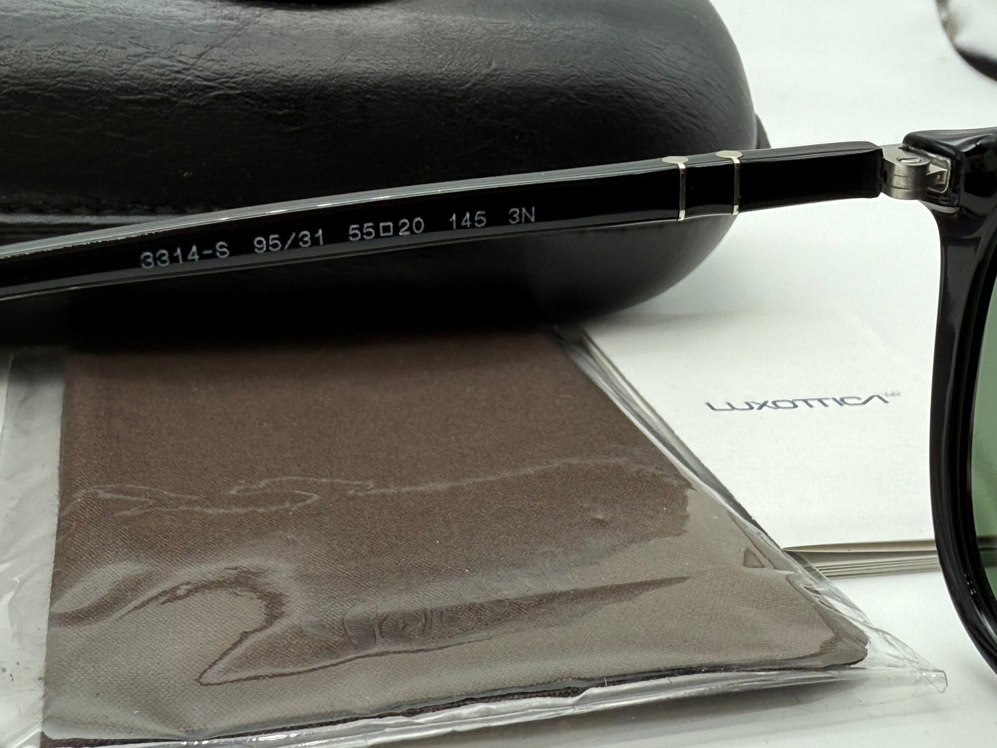 Persol PO 3314S 55mm 95 31 Black / Green Glass Lens Italy NEW