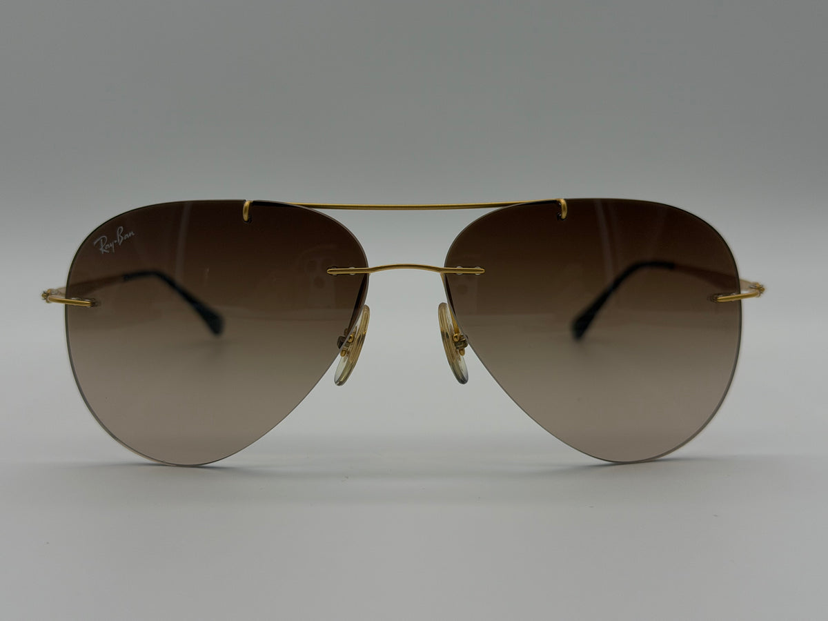 Ray-Ban Aviator LightRay 56mm Titanium RB 8055 157 / 13 Gradient Brown / Gold Itlay Preowned