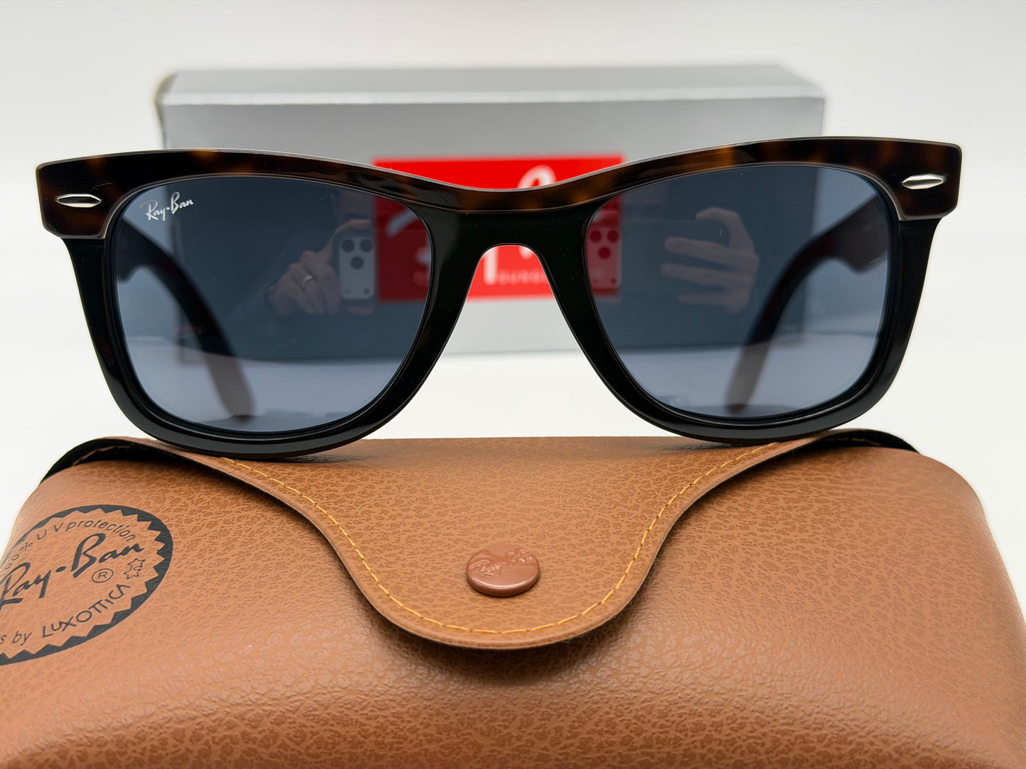 Ray-Ban Wayfarer Street Neat 50mm Polished Havana On Black / Blue Crystal RB 2240 1441 / R5 NEW