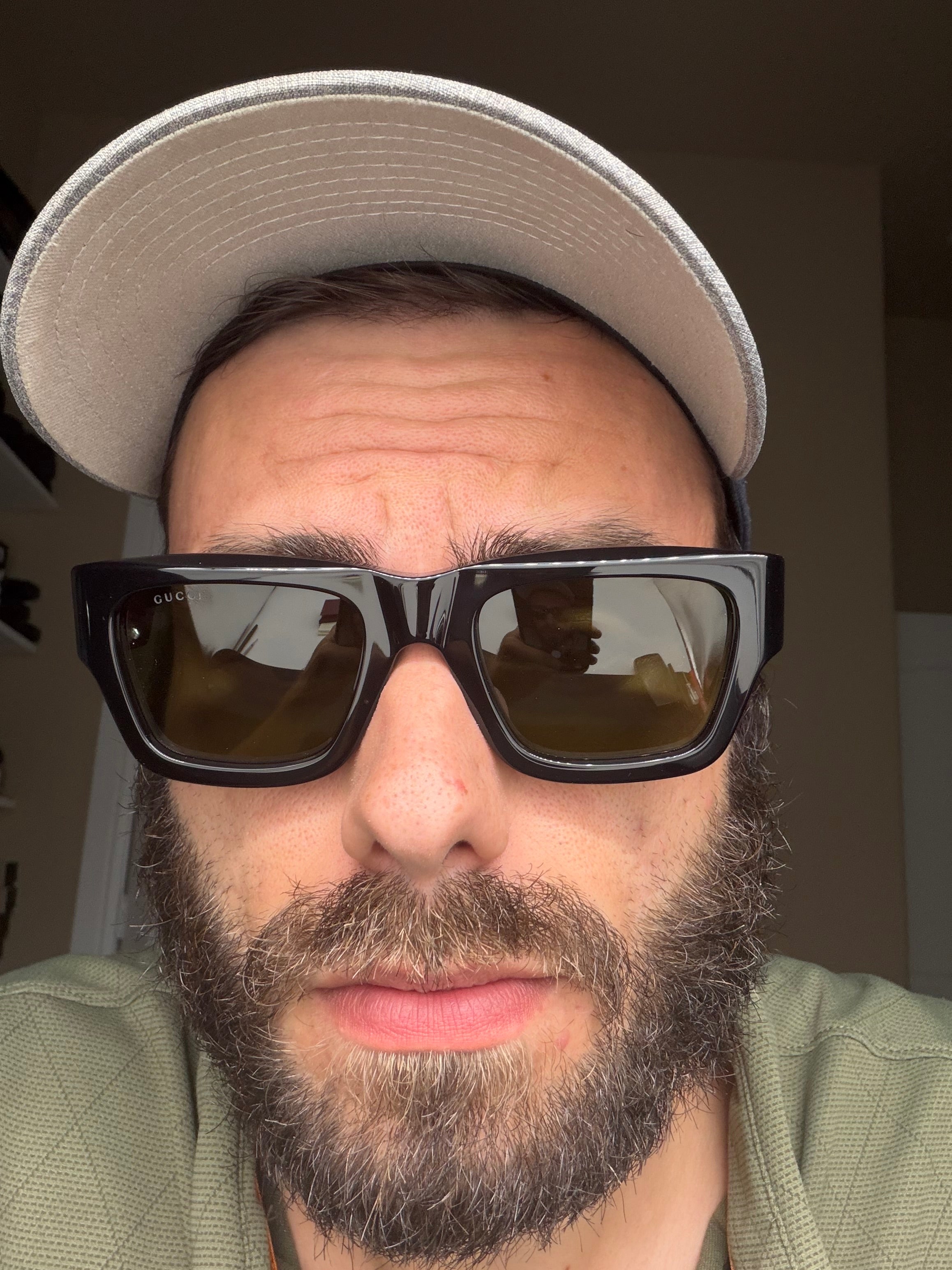 Gucci Square 52mm GG 1668 S Black Green Burgundy / Green Lens