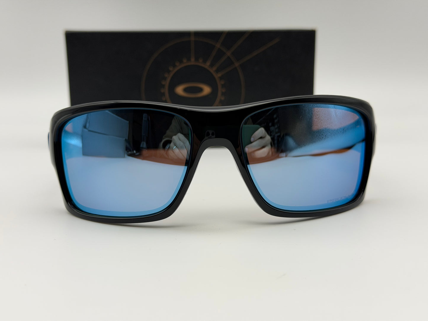 Oakley Turbine 63mm Polished Black \ Prizm Deep Water Polarized CUSTOM Blue Socks