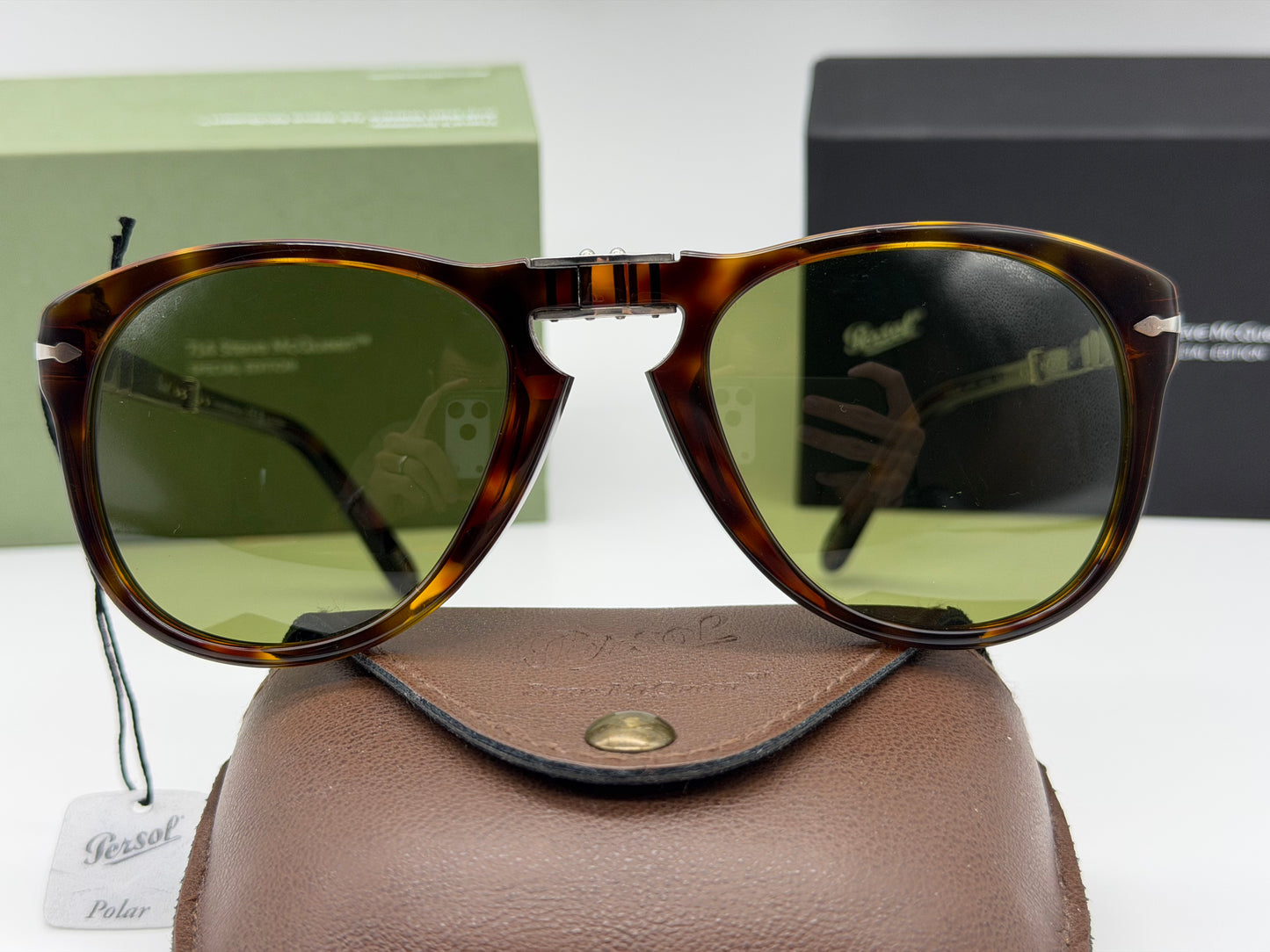 Persol 714 SM 54mm 24/P1 Steve McQueen Folding Havana / polar green Lens Preowned
