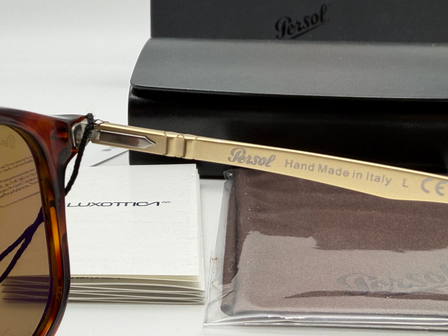 Persol PO 3246 53mm Havana / Polarized Brown Glass Lens 24 / 57 Italy NEW