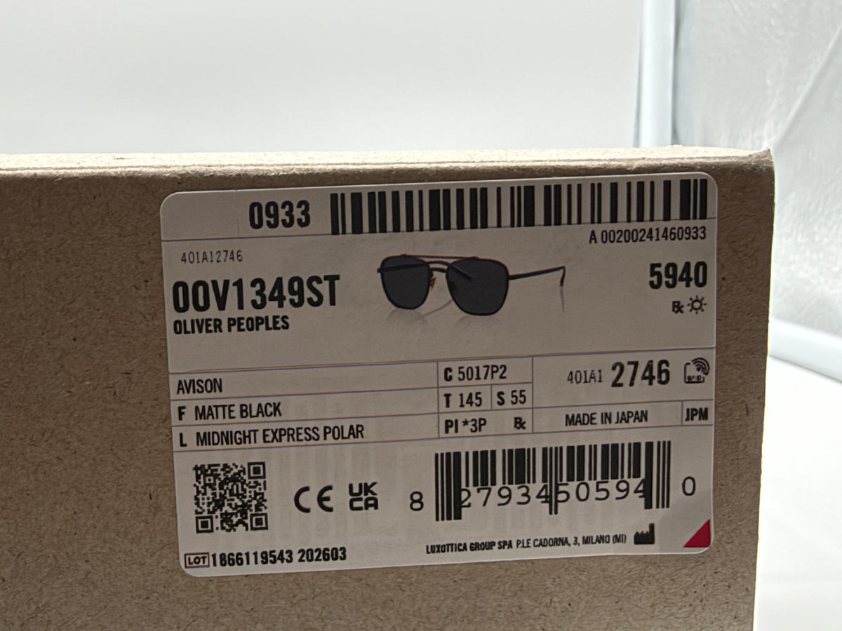 Oliver Peoples Avison 55mm Matte Black Titanium / Midnight Express Polarized OV 1349ST 5017 P2 Japan NEW