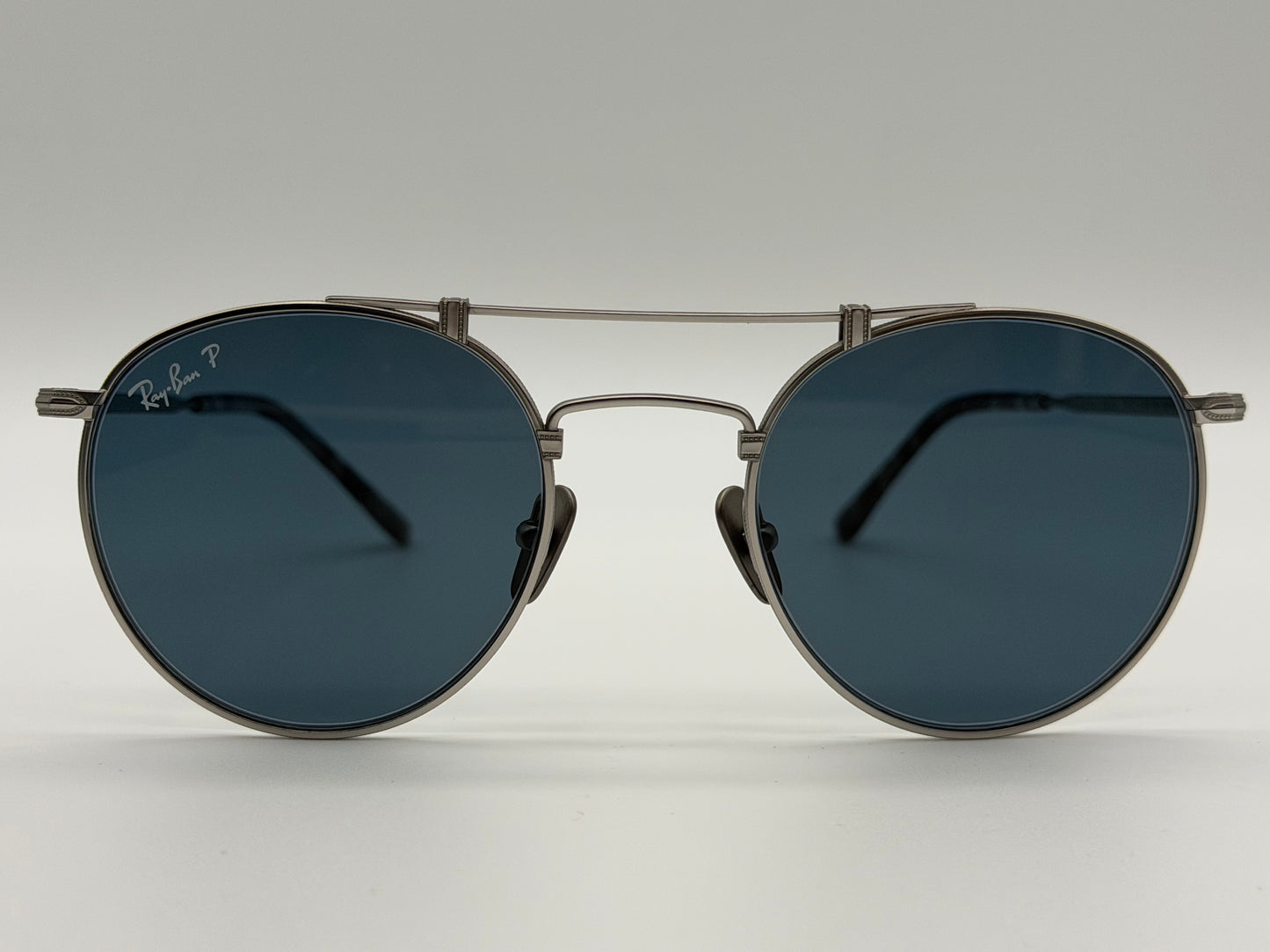 Ray-Ban Round Double Bridge Titanium 50mm Demi Gloss Blue Mirror Gold RB 9165 Japan NEW