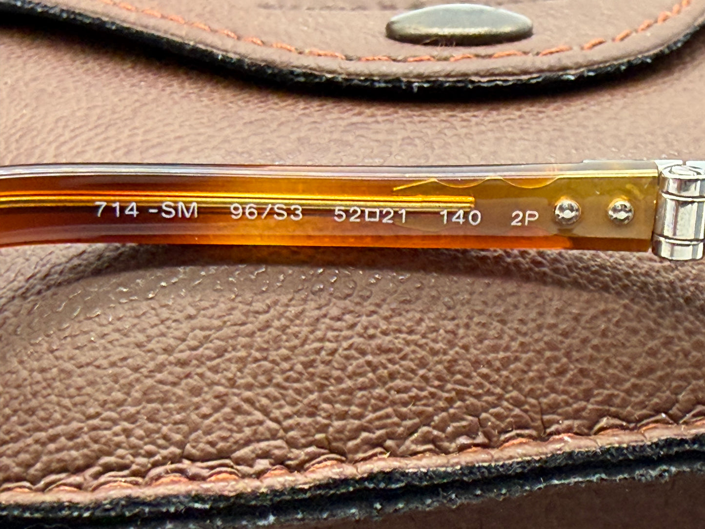 PERSOL PO 714 SM 52mm Light Havana / Polarized Blue Crystal Lens 96/S3 Italy NOS