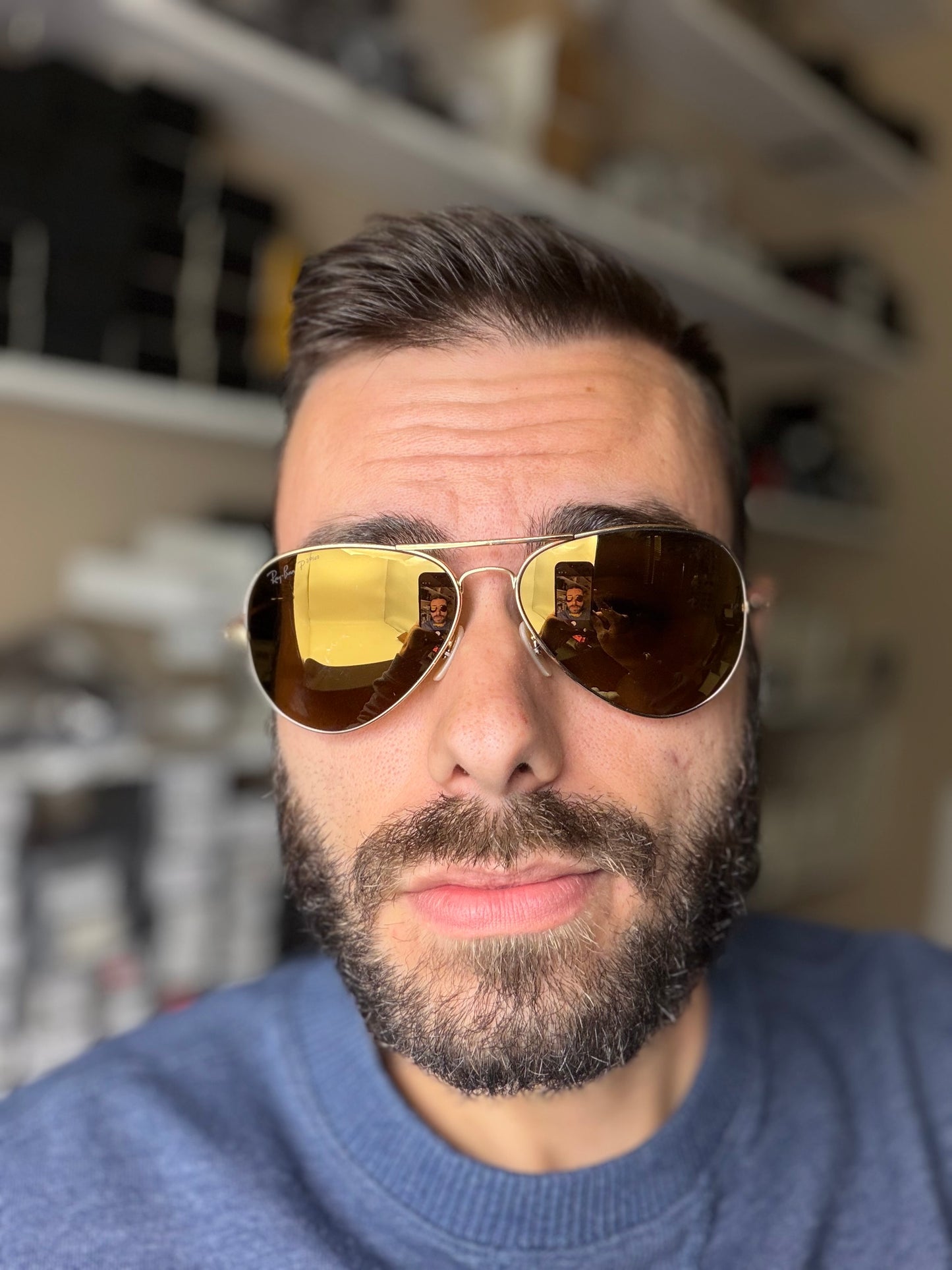 Ray-Ban Aviator Ultra Titanium Limited Edition RB 8029 K 18K Gold / Gold Mirror P 3 Plus lens 040K / N3 Italy Preowned