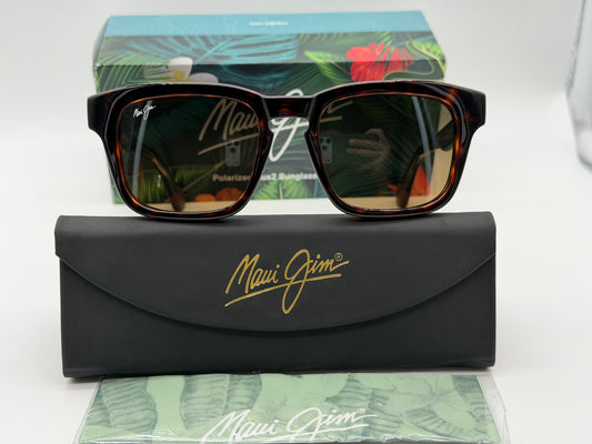 Maui Jim Maluhua 52mm Shiny Dark Havana / Transparent Yellow / HCL Bronze Super Thin Glass Lens Itlay NEW