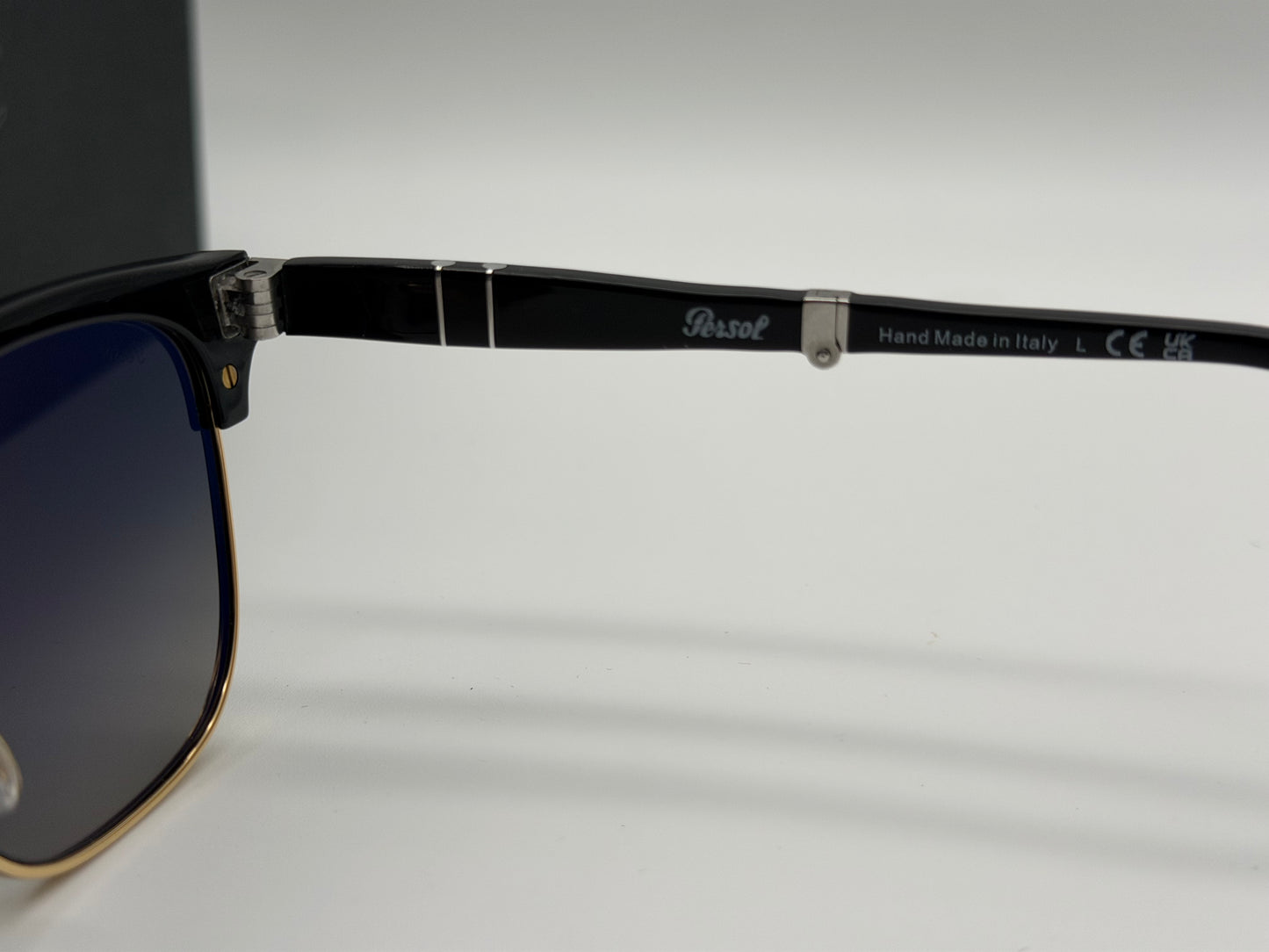 Persol PO 3375 S 50mm Folding Clubmaster Black / Gold - Gray Gradient 122571  Italy Open Box