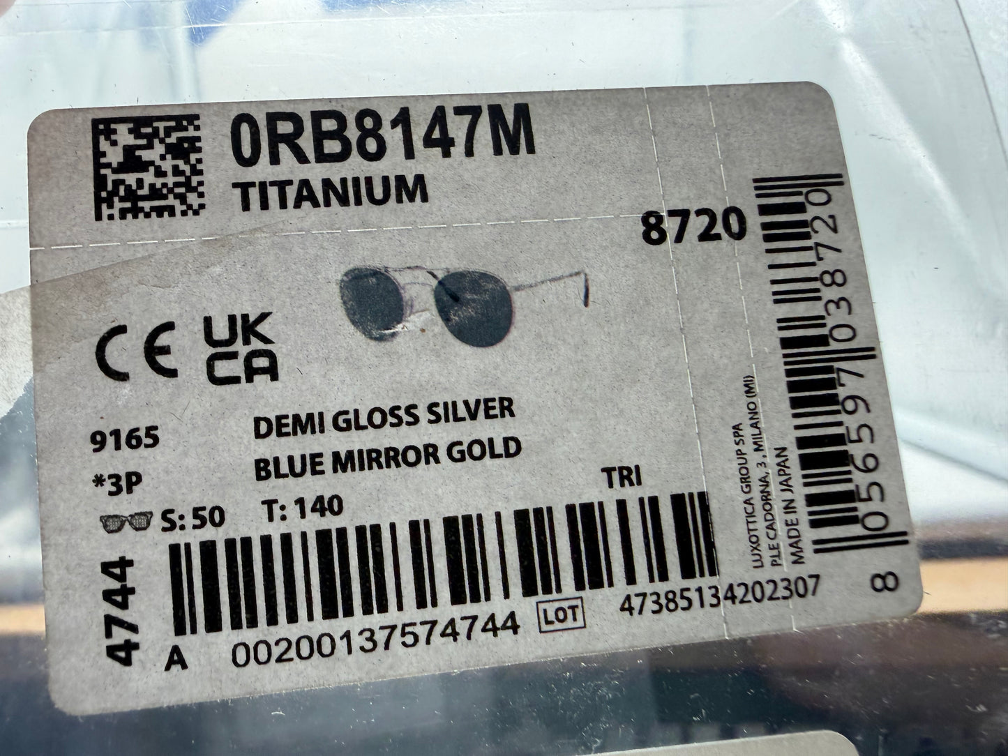 Ray-Ban Round Double Bridge Titanium 50mm Demi Gloss Blue Mirror Gold RB 9165 Japan NEW