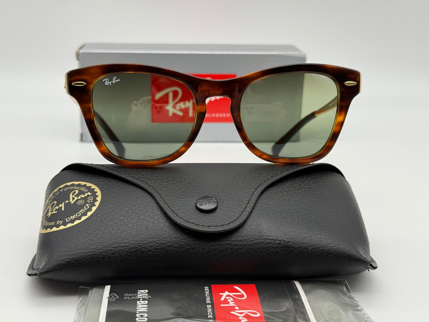 Ray-Ban RB 0707 SM 53mm Stripped Havana / Green Vintage 954 / G4 Italy NEW