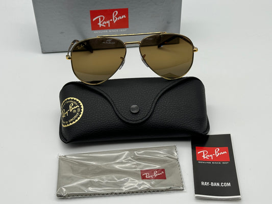 Ray Ban New Aviator 58mm RB 3625 1996/G5 Silver / Brown Italy NEW