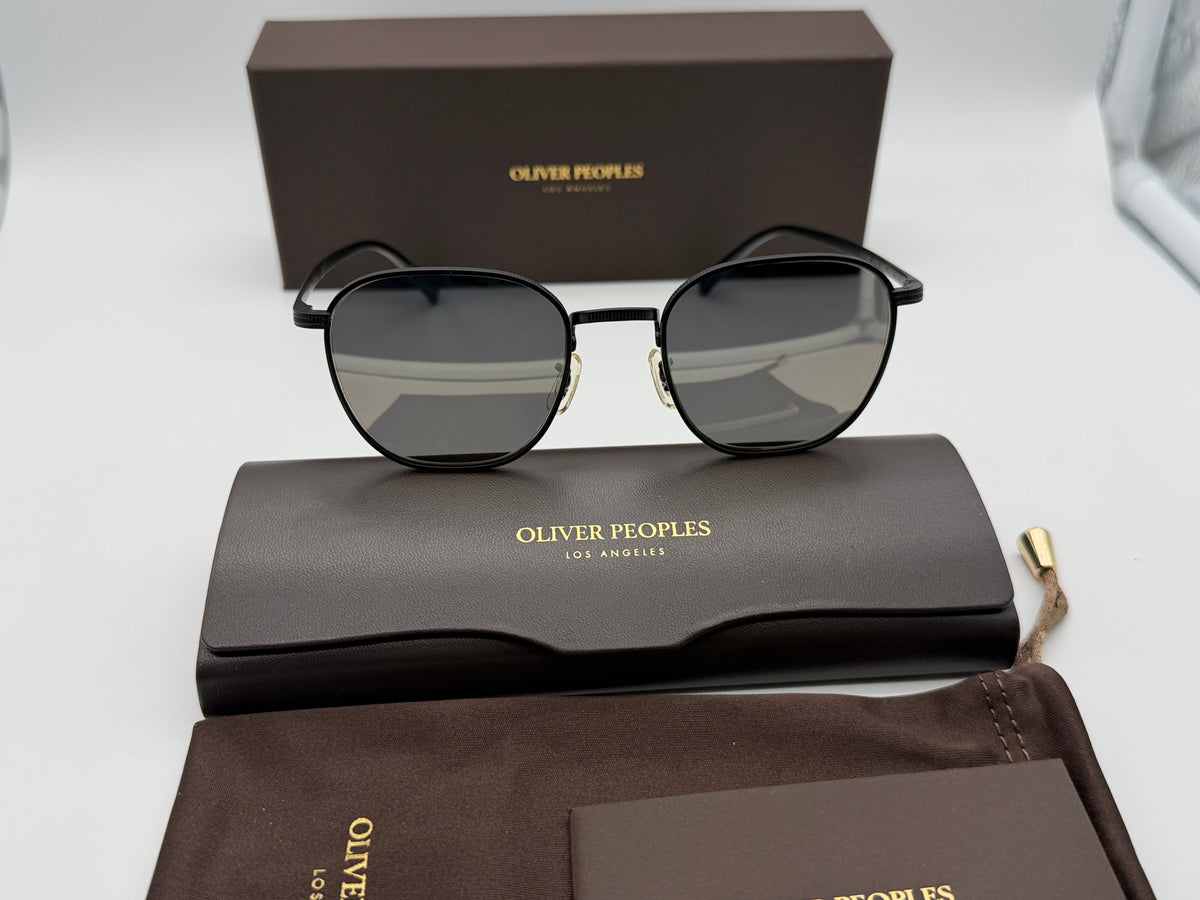 Oliver Peoples Rynn 49mm Matte Black Titanium  / Gray Goldtone OV1329ST 501739 Japan NEW