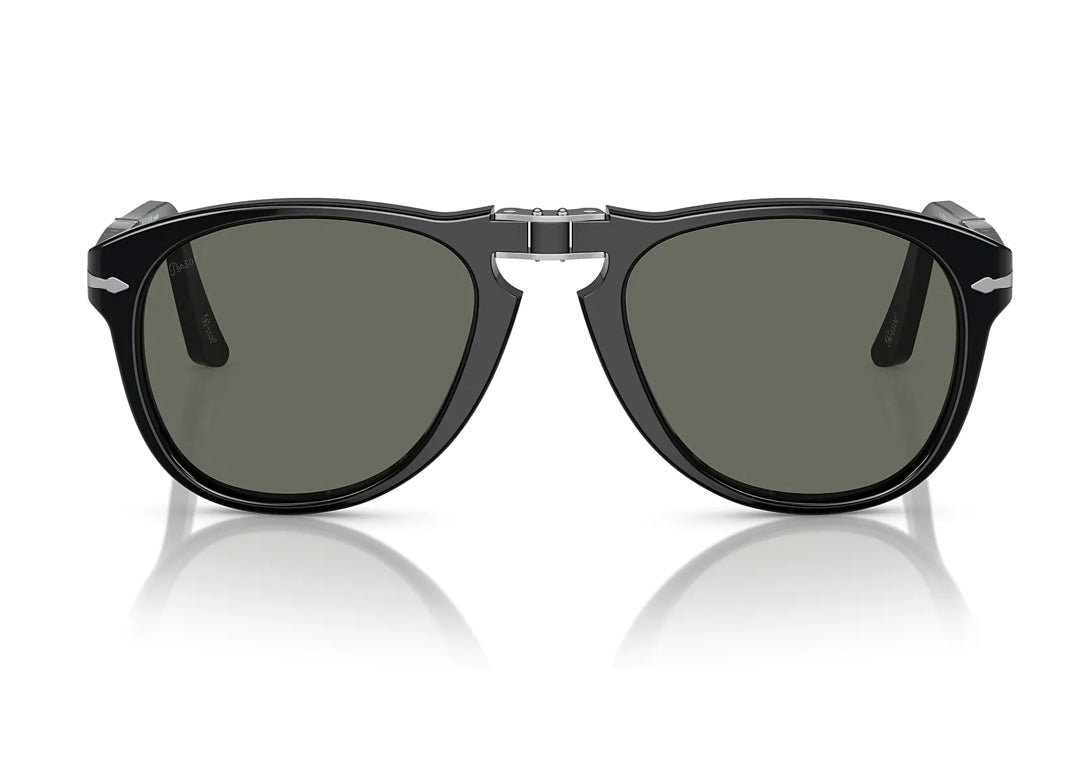 Persol PO 714 54mm Original Folding Black / Green Polarized 95 58 Italy NEW