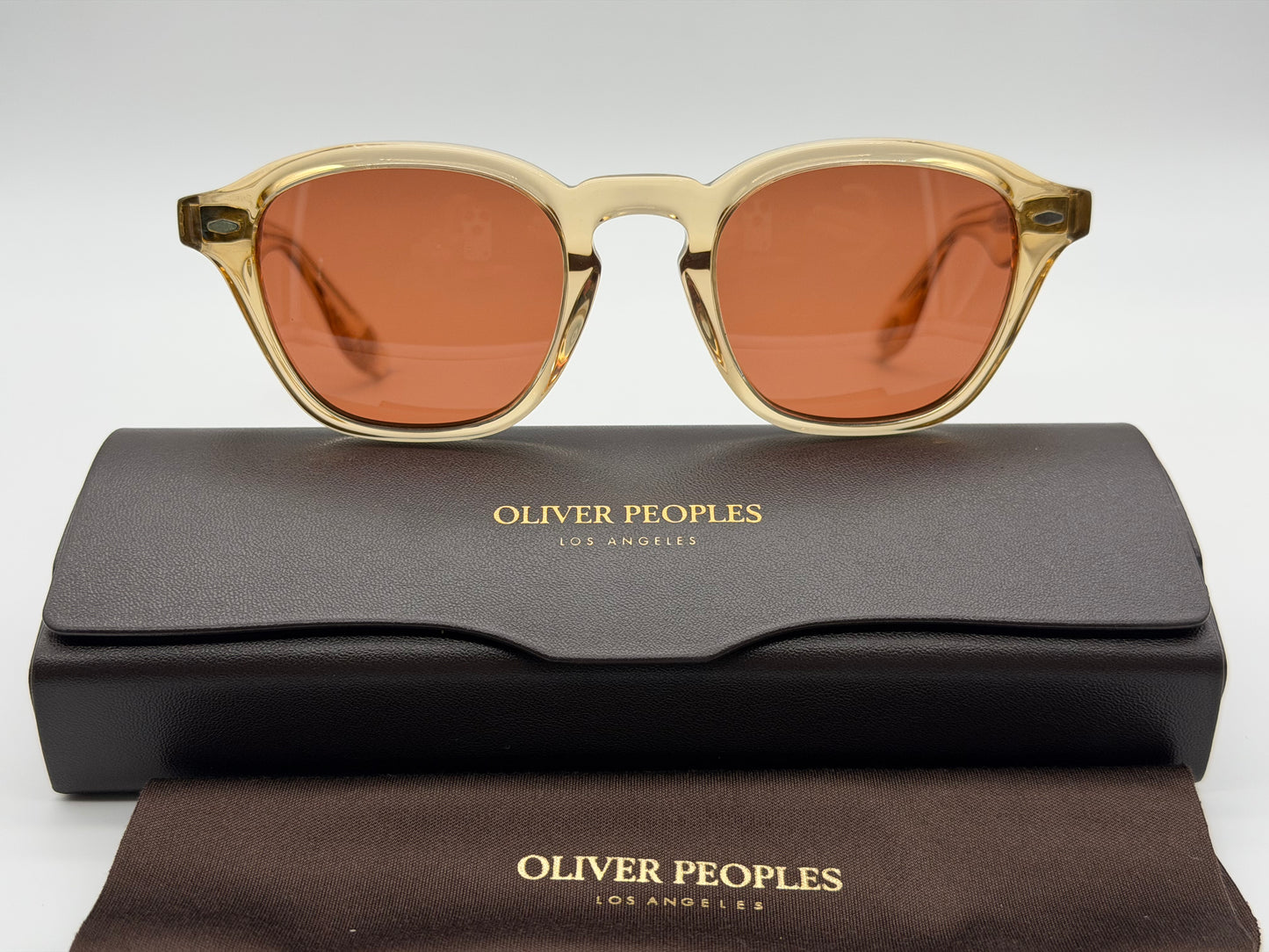 Oliver Peoples Peppe 48mm OV5517 SU 176653  Champagne / Persimmon Sunglasses Italy Preowned