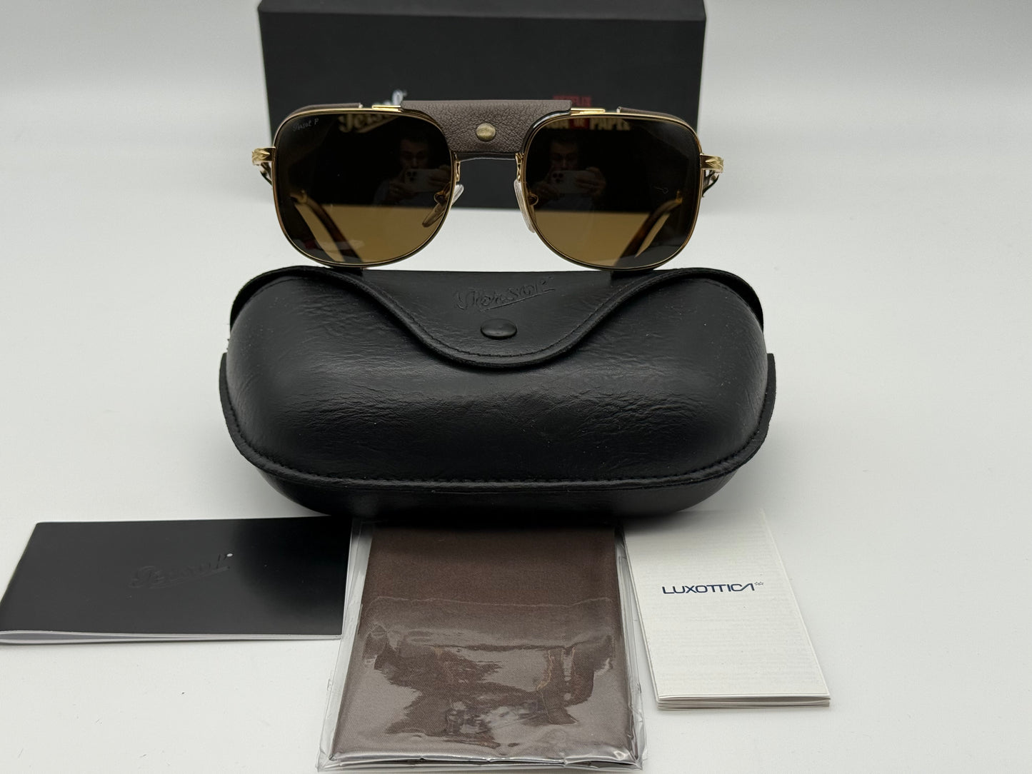 Persol PO 1013 SZ - Protector 53mm Gold / Brown Polarized Glass Itlay NEW