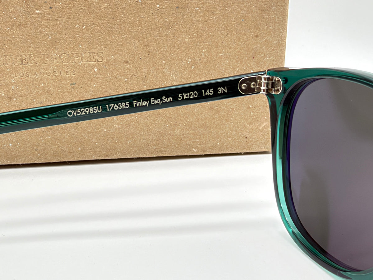 Oliver Peoples Finley ESQ. SUN 51mm Translucent Dark Teal / Carbon Gray Crystal OV 5298SU 1763R5 Italy NEW