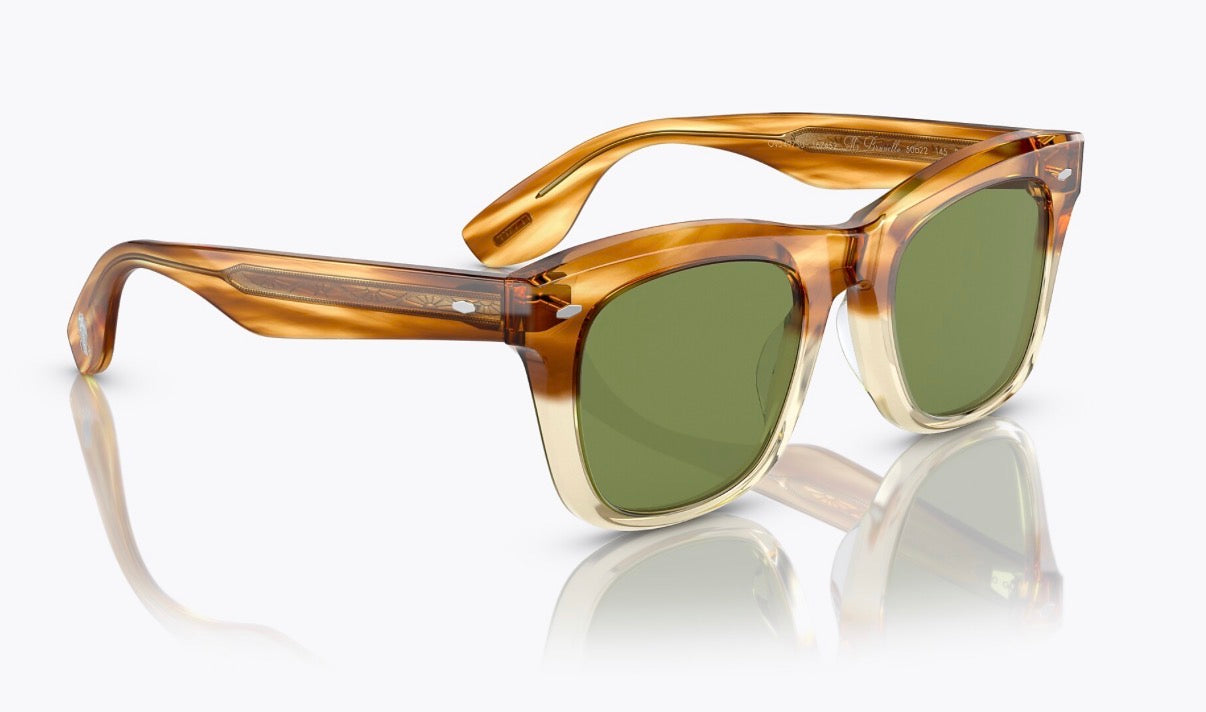 Oliver Peoples Mr. Brunello 50mm Honey VSB / Green CO V5497SU 167452 Italy Preowned