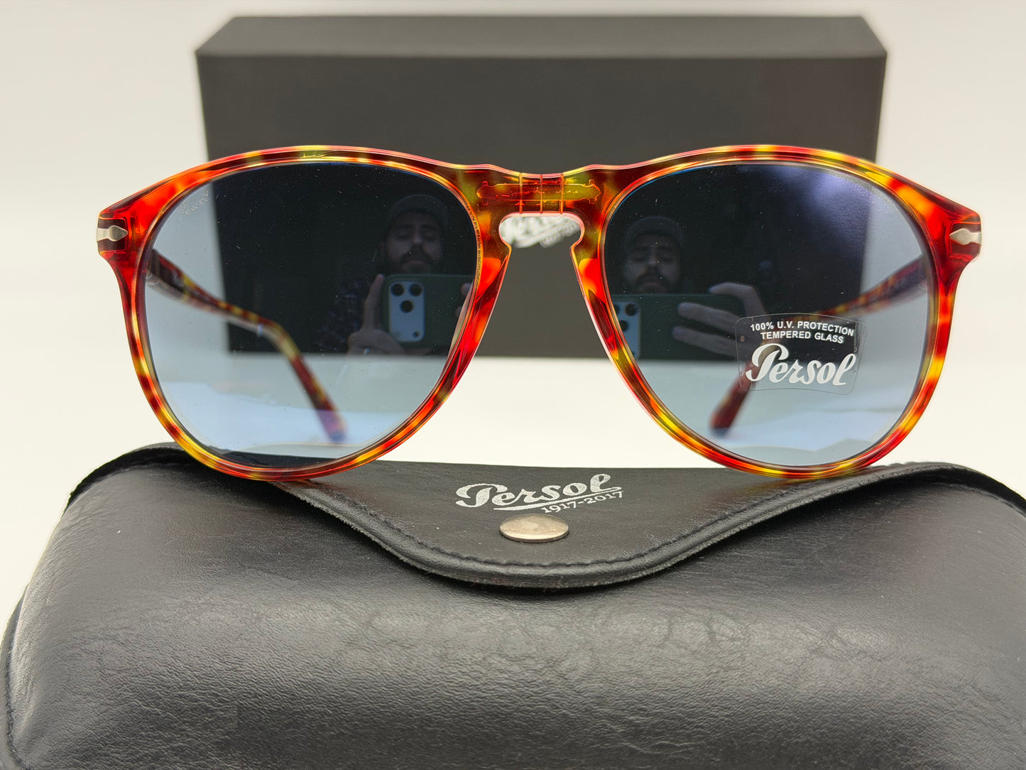Persol 100 Years Limited Edition PO 6649 55mm 1917-2017 Red Tortoise / Blue Made In Italy  NEW