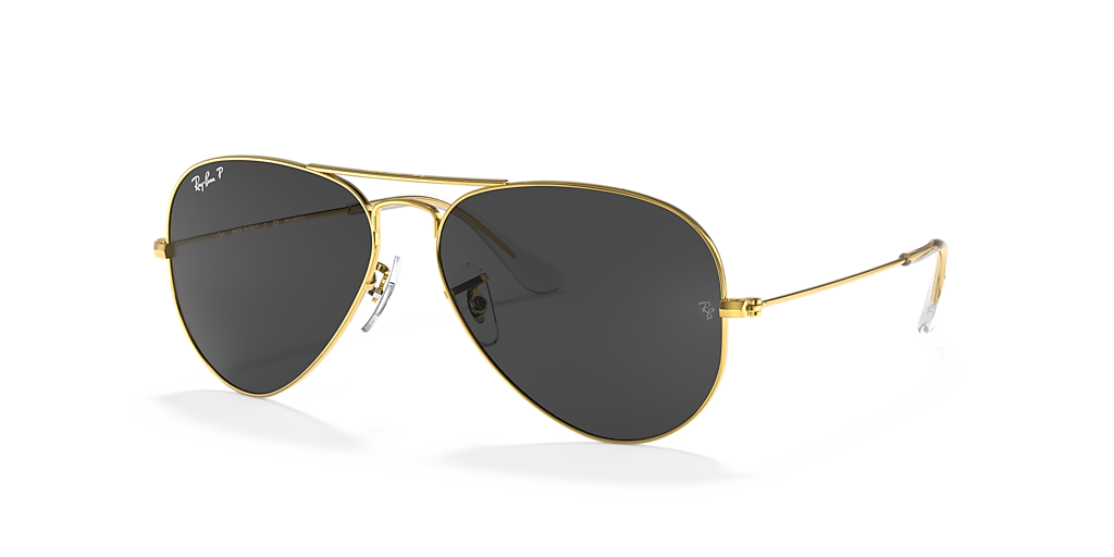 Ray-Ban Aviator 58mm Black Polarized / Gold RB 3025 9196 / 48 Italy NEW