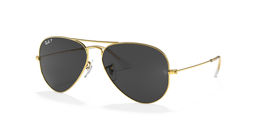 Ray-Ban Aviator 58mm Black Polarized / Gold RB 3025 9196 / 48 Italy NEW