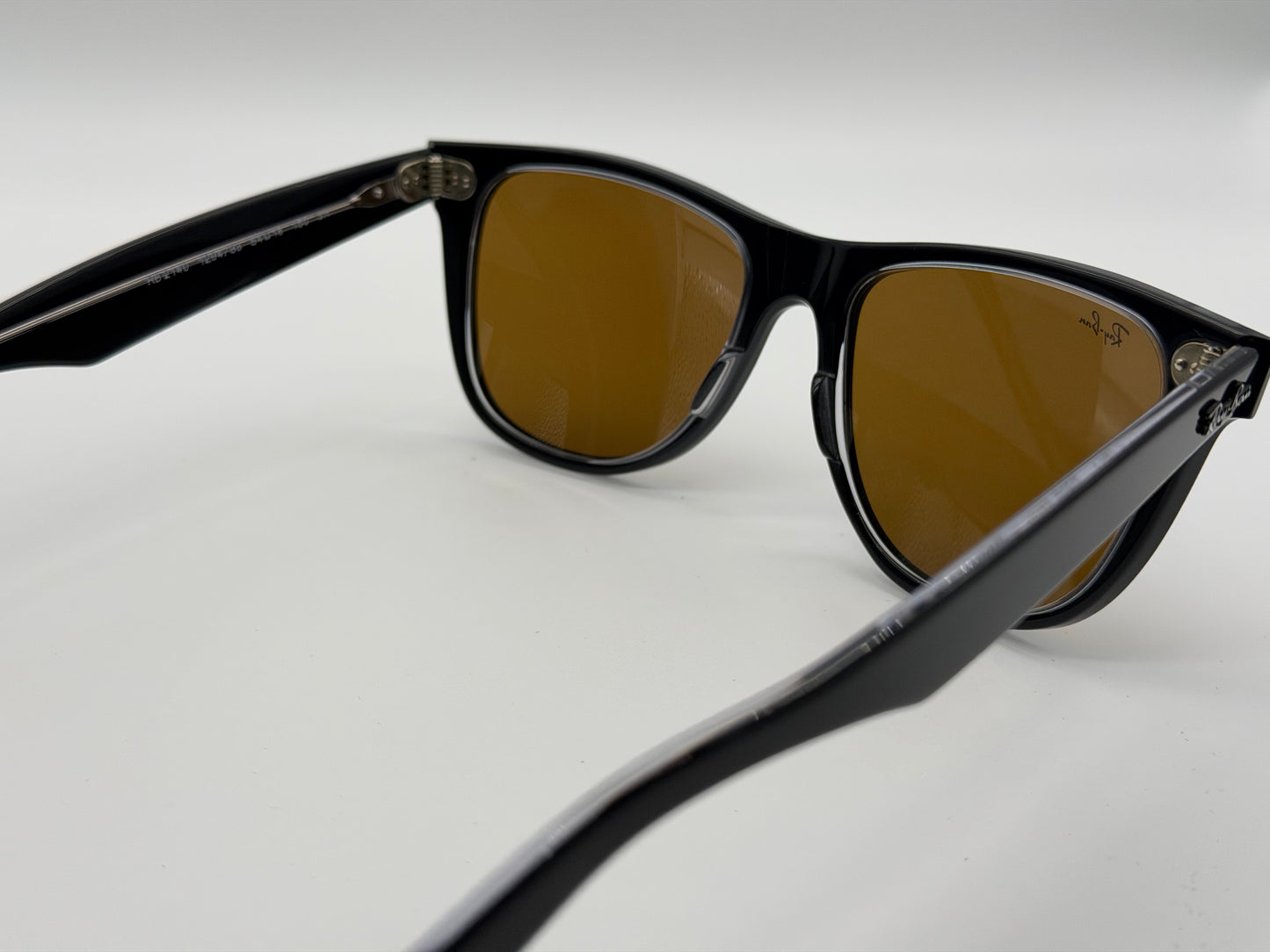 Ray-Ban Wayfarer 54mm Black on Transparent / Brown G15 Crystal Lens RB 2140 1294 / 33 Itlay NEW