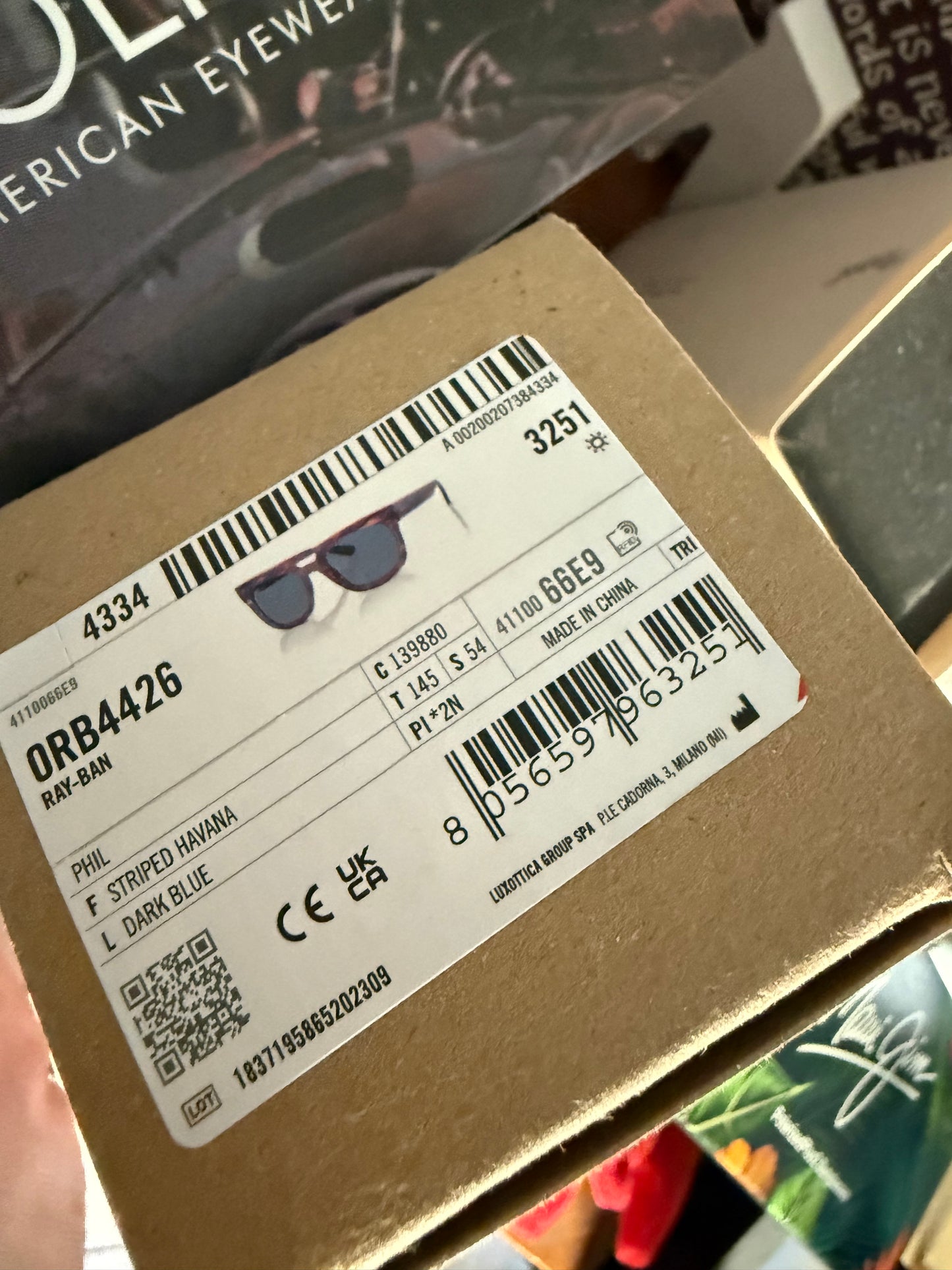 Ray-Ban Phil 54mm Bio Based RB 4426 Stripped Havana Dark Blue 13880 NEW