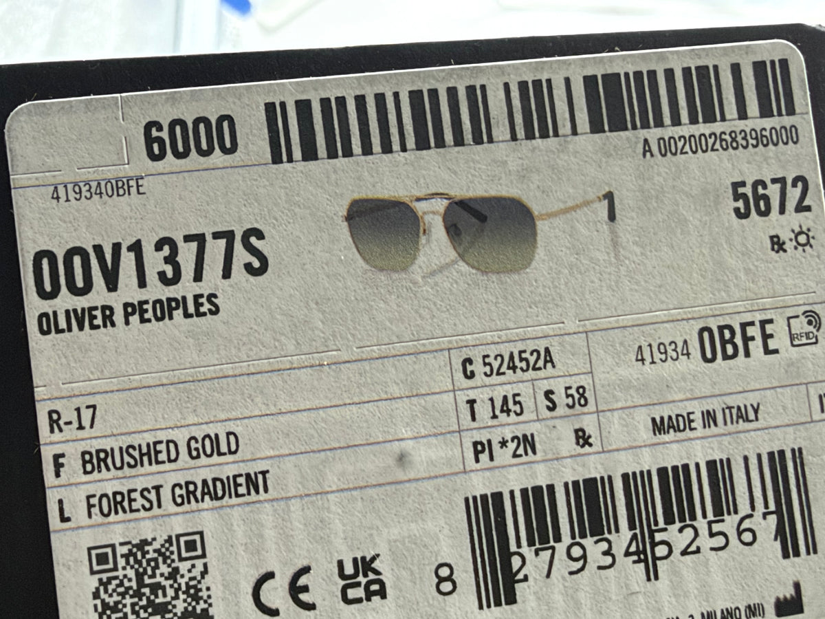 Oliver Peoples R-17 Roger Federer 58mm Brushed Gold / Forest Gradient OV 1377S 52452A Italy NEW