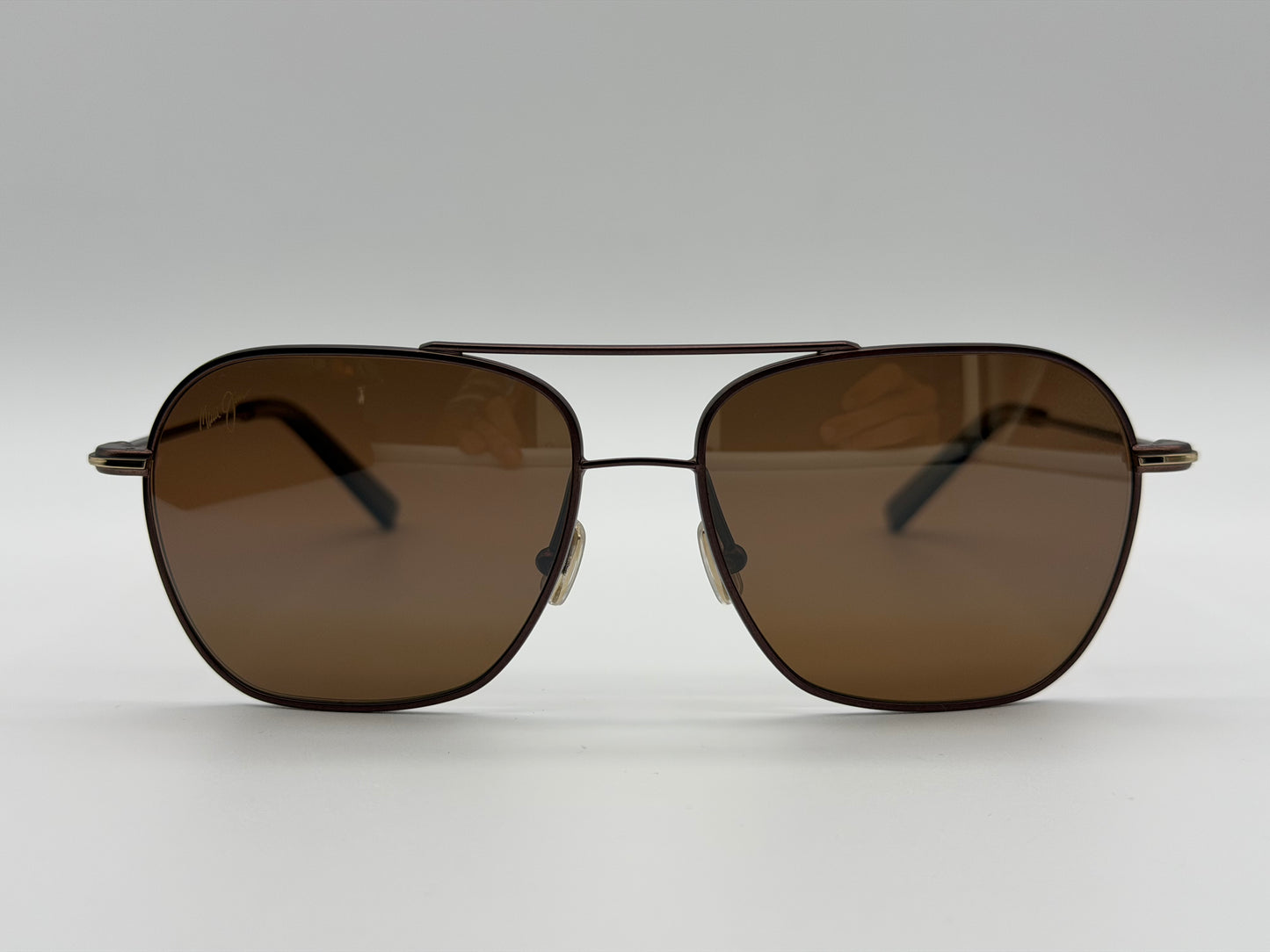 Maui Jim Mano 57mm Dark Brown / Gold Stripe HCL Bronze Polarized Sunglasses H877-01 Italy