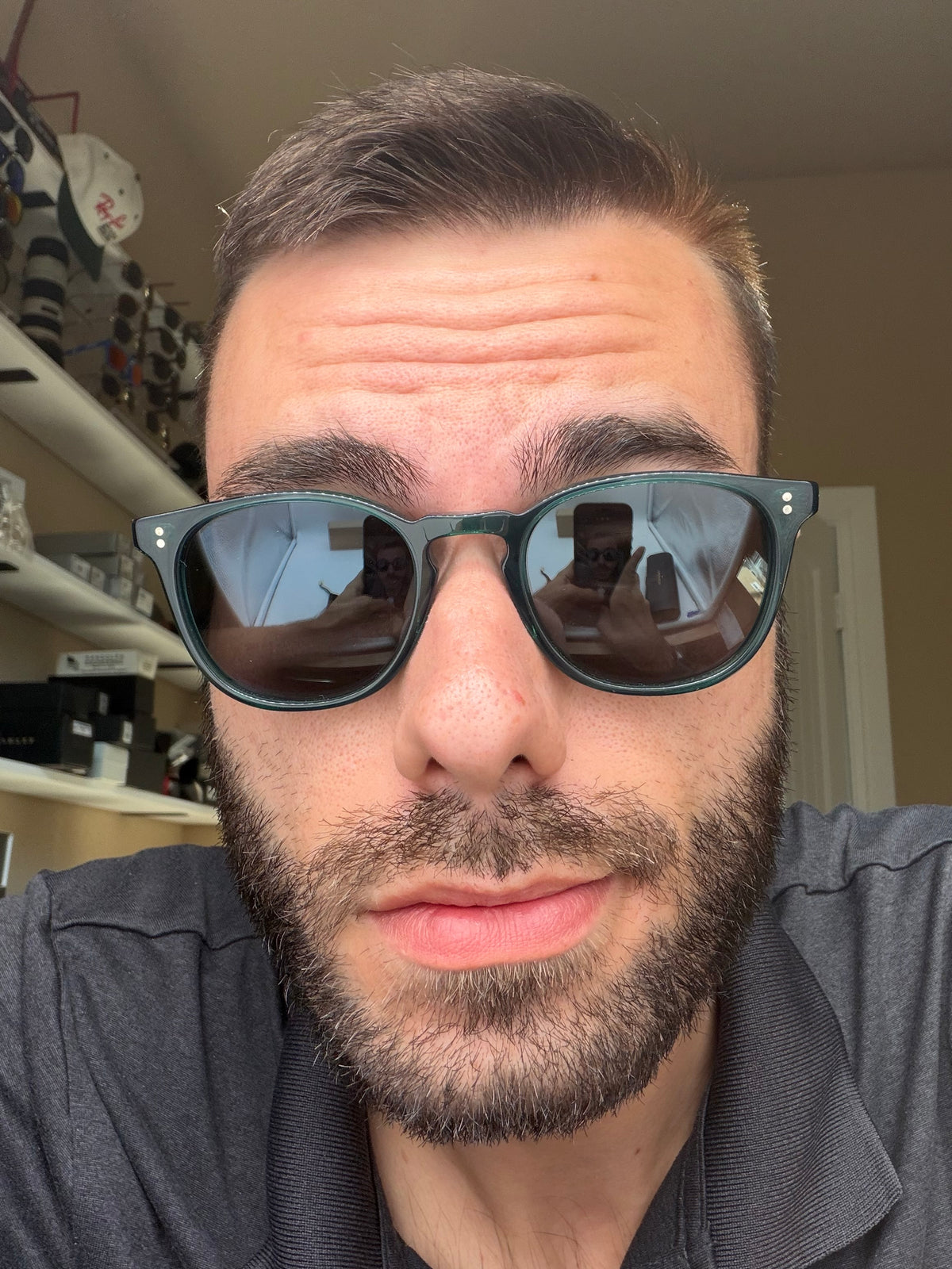 Oliver Peoples Finley ESQ. SUN 51mm Translucent Dark Teal / Carbon Gray Crystal OV 5298SU 1763R5 Italy NEW