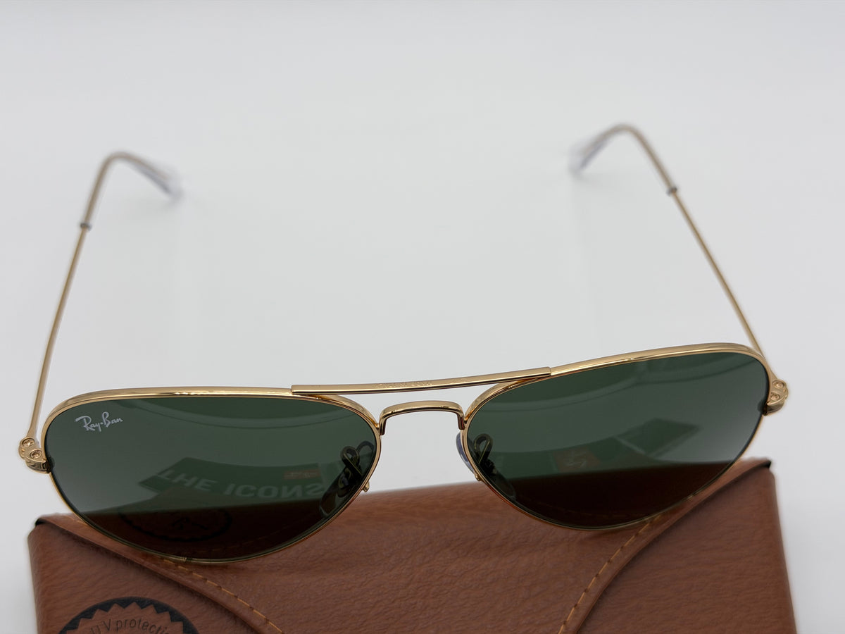 Ray-Ban Classic Aviator 58mm G15 Green Gold RB 3025 L020 Large Metal Italy No Box