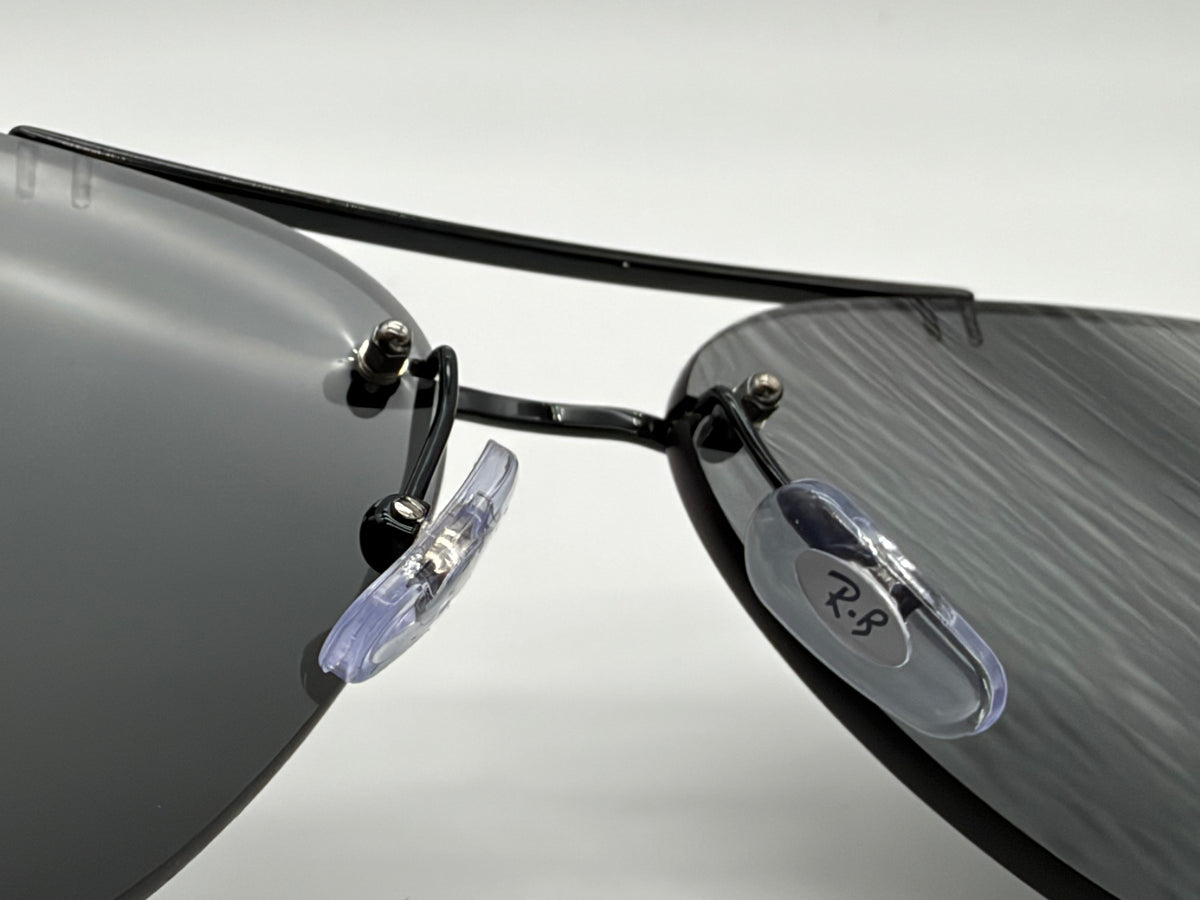 Ray-Ban Aviator Rimless RB 3791 Polished Black / Dark Gray 002/87 NEW
