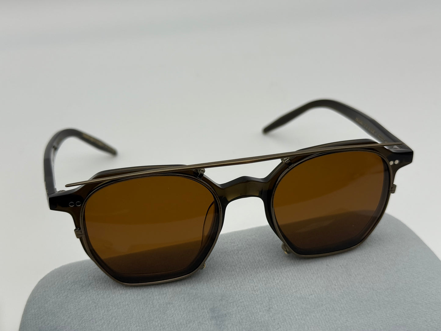 Oliver Peoples G. Ponti 5 47mm Dark Military Olive / Brown Antique Gold clip OV 5489 1576 JAPAN NEW