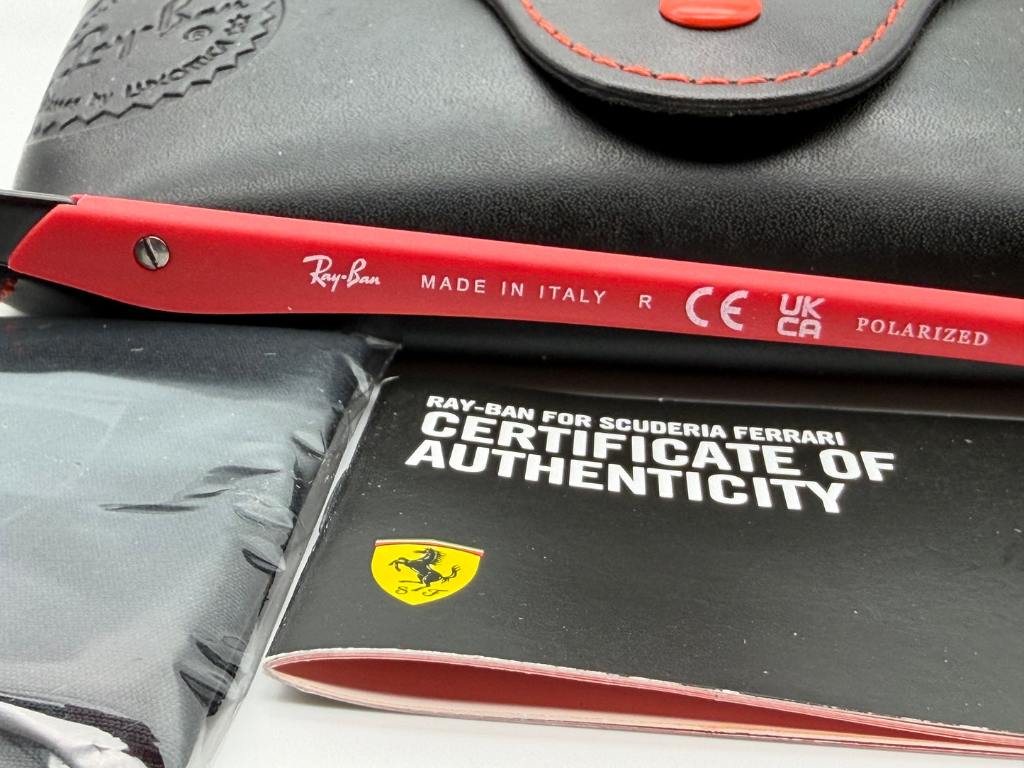 Ray-Ban RB 3696 51mm Ferrari Matte black / red - Polarized Gray mirror gradient F0025J Italy NEW