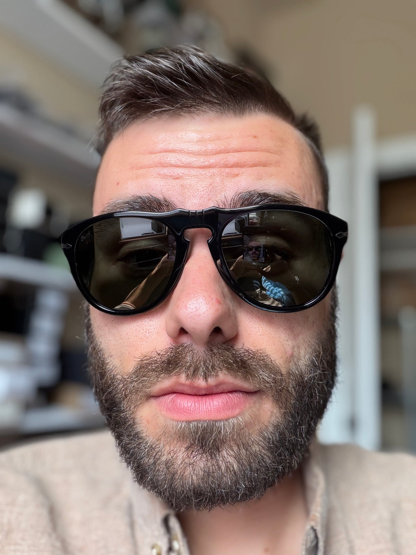 Persol PO 649 54mm Black / Green 95 / 31 Italy NEW
