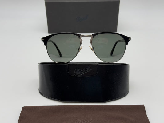 Persol PO 8649 56mm 95/58 Black / Green Polarized lens Italy Preowned