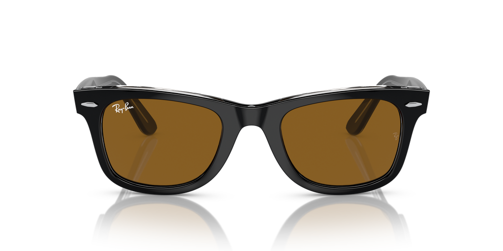 Ray-Ban Wayfarer 54mm Black on Transparent / Brown G15 Crystal Lens RB 2140 1294 / 33 Itlay NEW