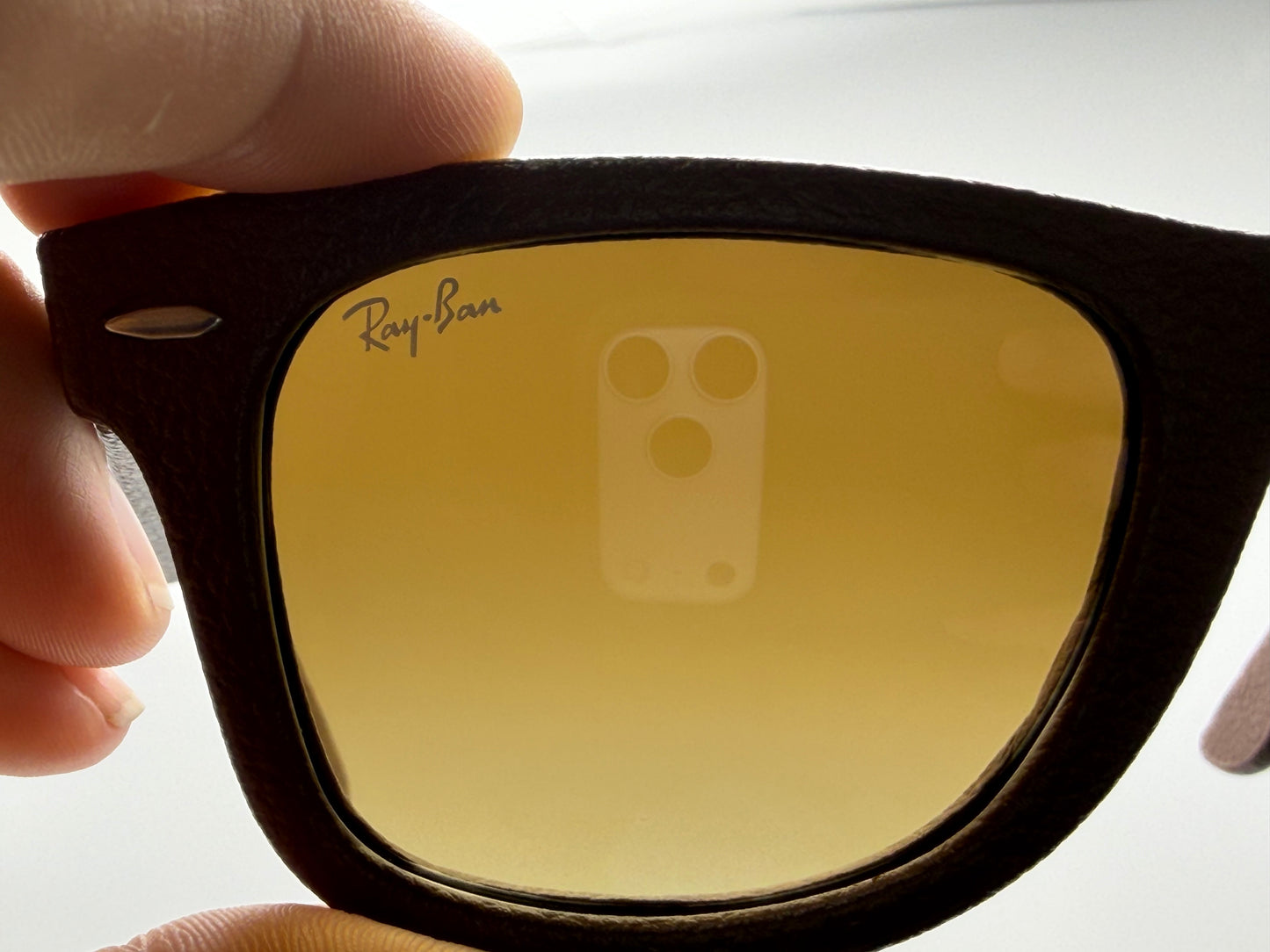 Ray-Ban Wayfarer Leather 50mm Matte Bronze-Copper / Brown Gradient RB 2140 - QM 1169 / 85 Italy Missing Box