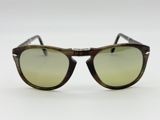 Persol PO 0714 54nm BEIGE STRIPED BROWN / CRYSTAL Photochromic Polarized 972 / 83 Green Preowned