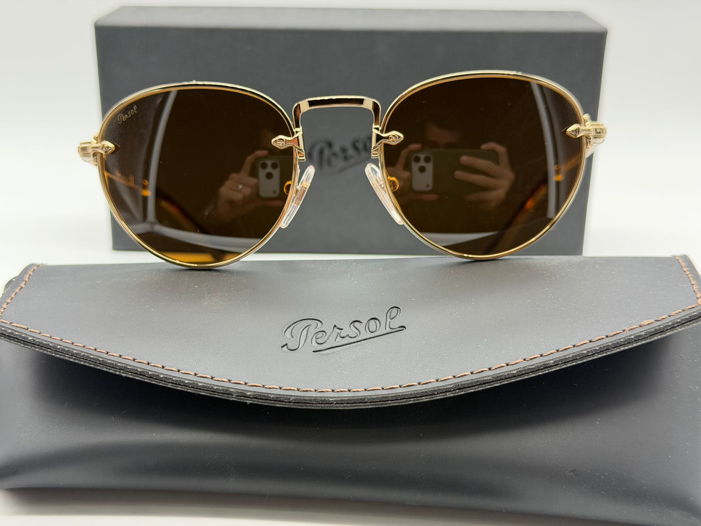 Persol PO 2491 49mm 1142 33 Gold / Brown Crystal Itlay NEW