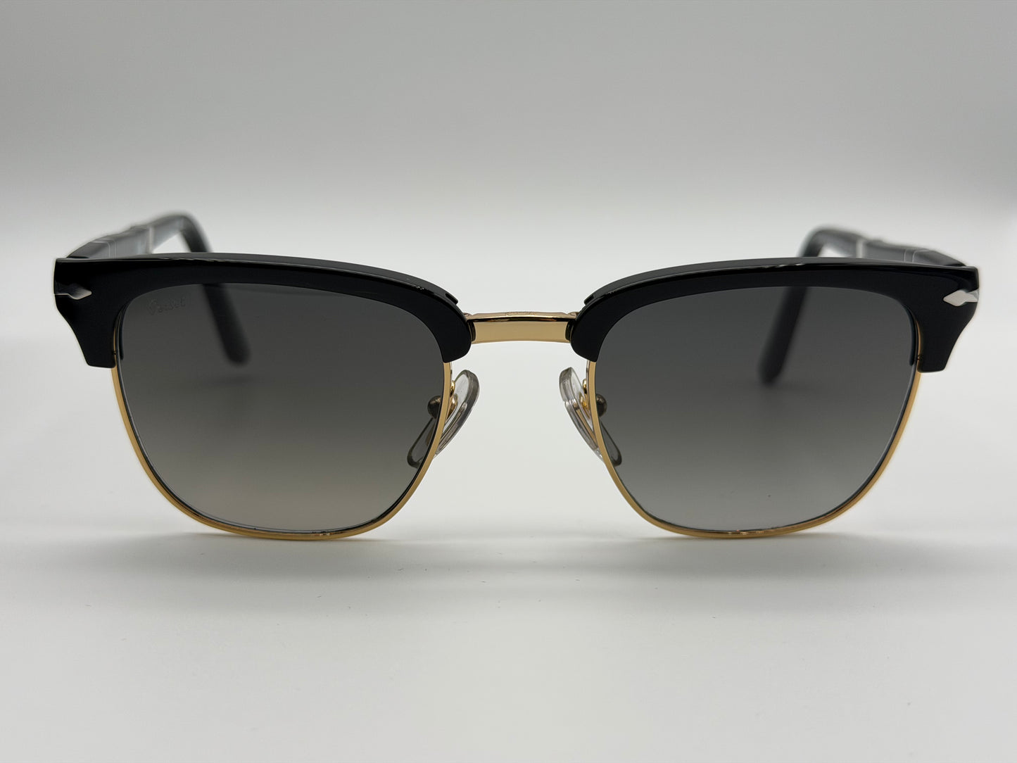 Persol PO 3375 S 50mm Folding Clubmaster Black / Gold - Gray Gradient 122571  Italy Open Box