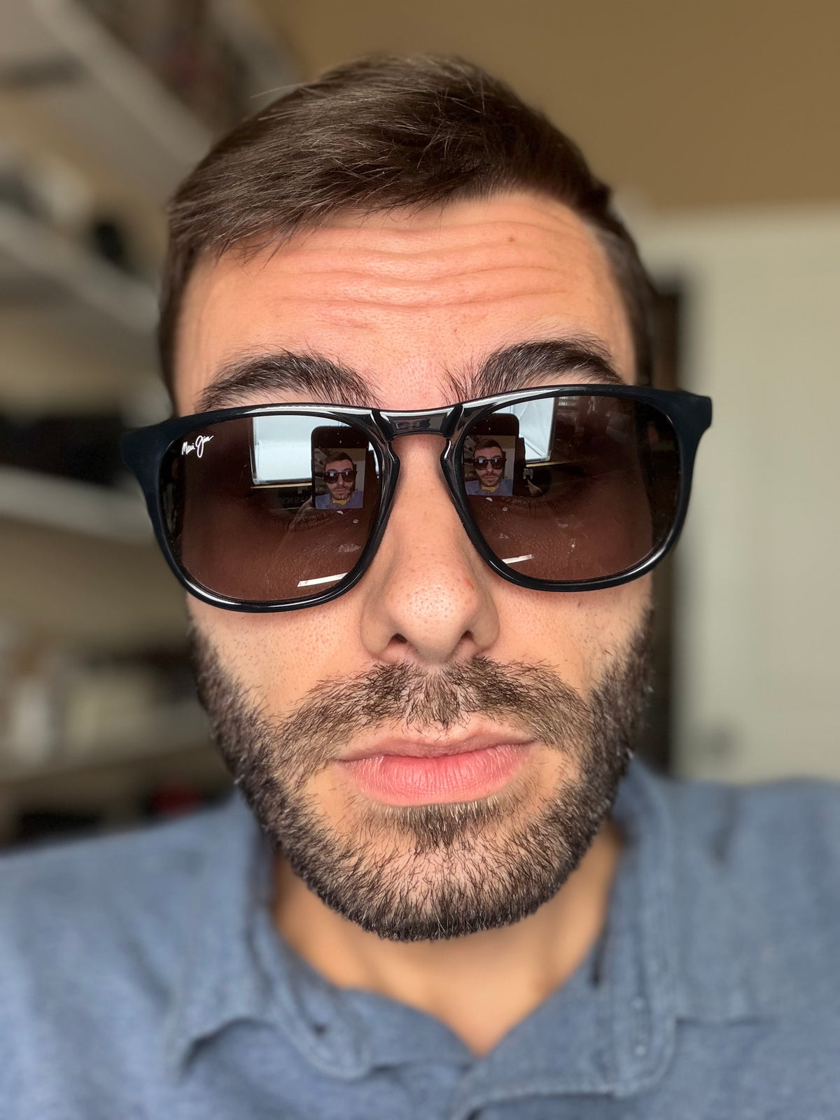 Maui Jim KUPAA 55mm Shiny Black Transparent Light Gray / Neutral Gray Super Thin Glass Polarized Itlay NEW