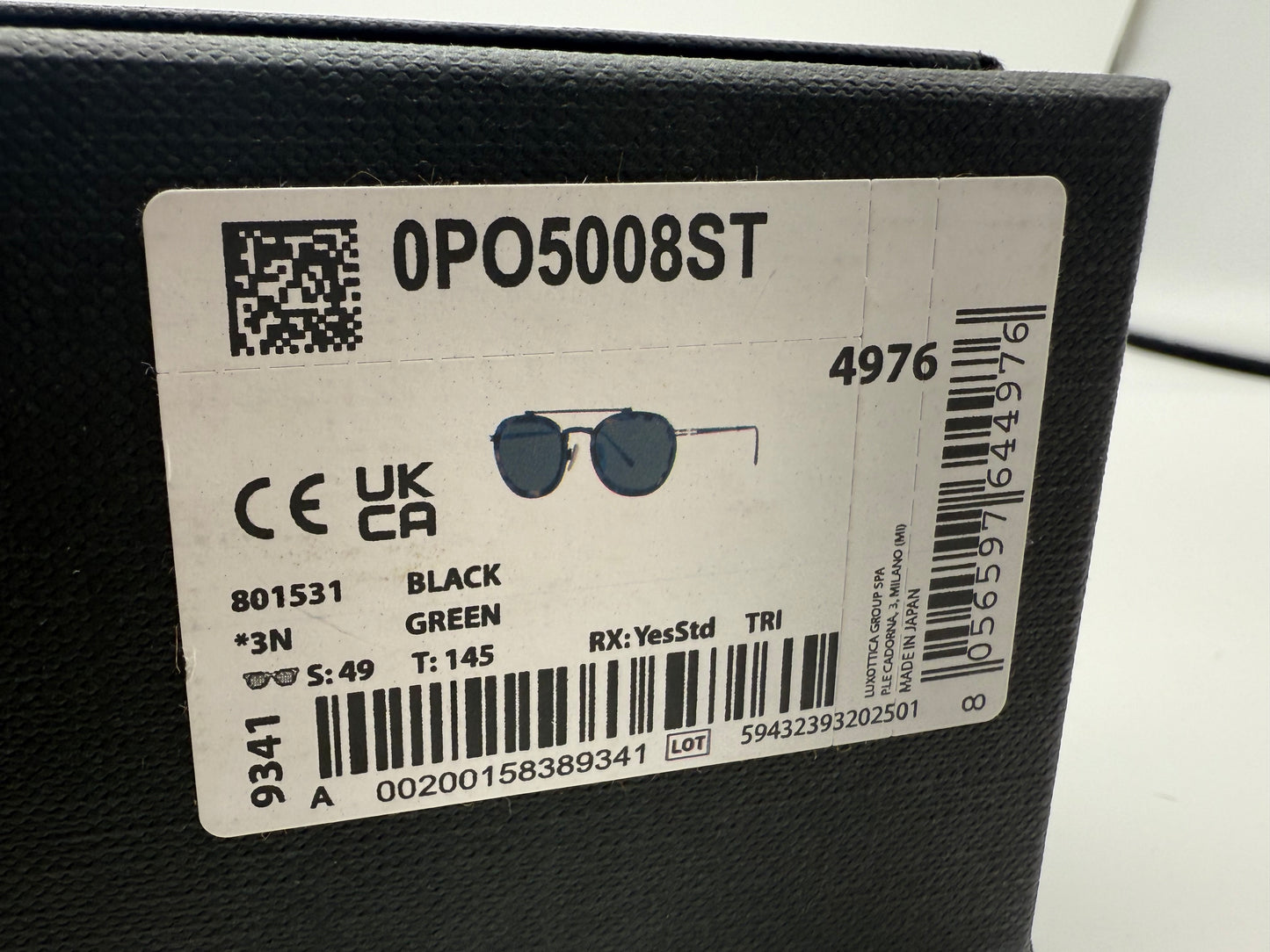 Persol PO 5008 ST 49mm Titanium Black / Dark Tortoise / Green Glass Lens Japan NEW