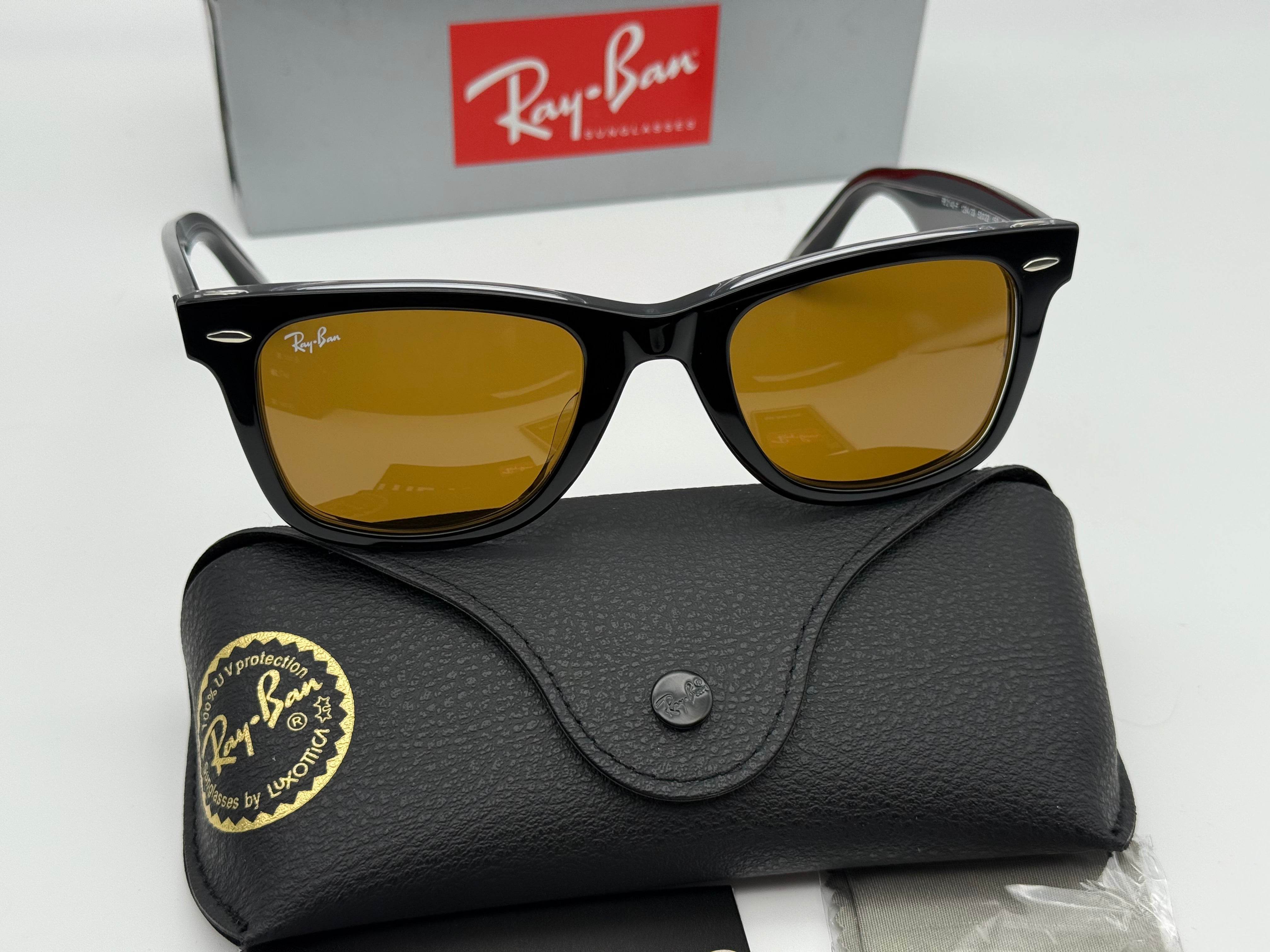Ray-Ban Original Wayfarer 52mm RB 2140 Black Transparent/ Brown B