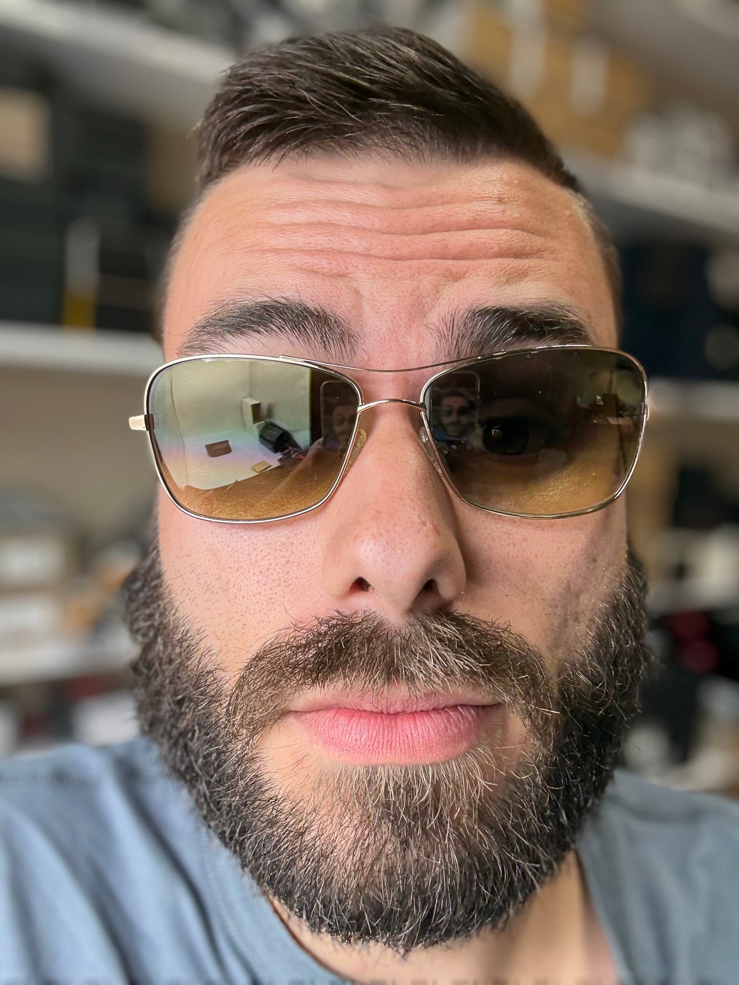 Oliver Peoples Sanford 57mm OV 1130 S Gold / Chrome Amber Photochromic 5132 / 85 Japan Missing Box