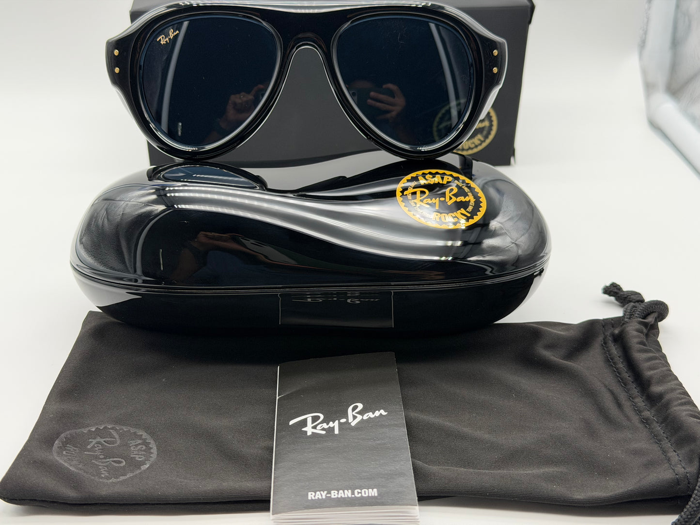 Ray-Ban A$AP Rocky Aviator Puffer 52mm Polished Black / Dark Blue RB 4925 601 / 80 Open Box