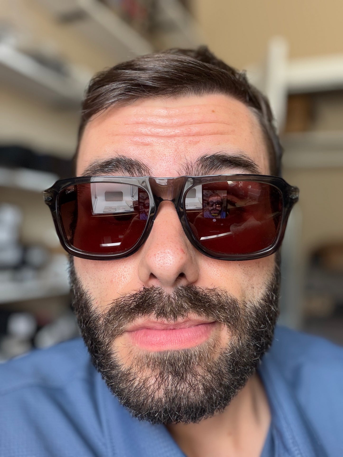 Persol PO 8002S 55mm Opal Gray / Red Crystal Italy Open Box
