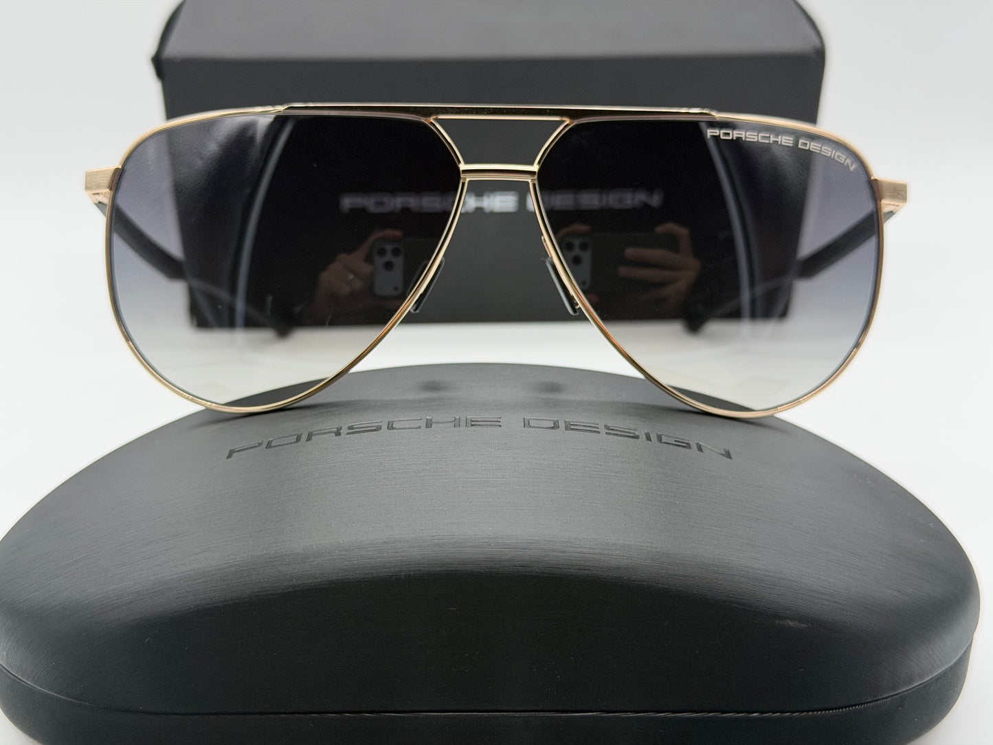 Porsche Design P8 962 Black Carbon Fiber / Smoke Gradient Lens Italy NEW