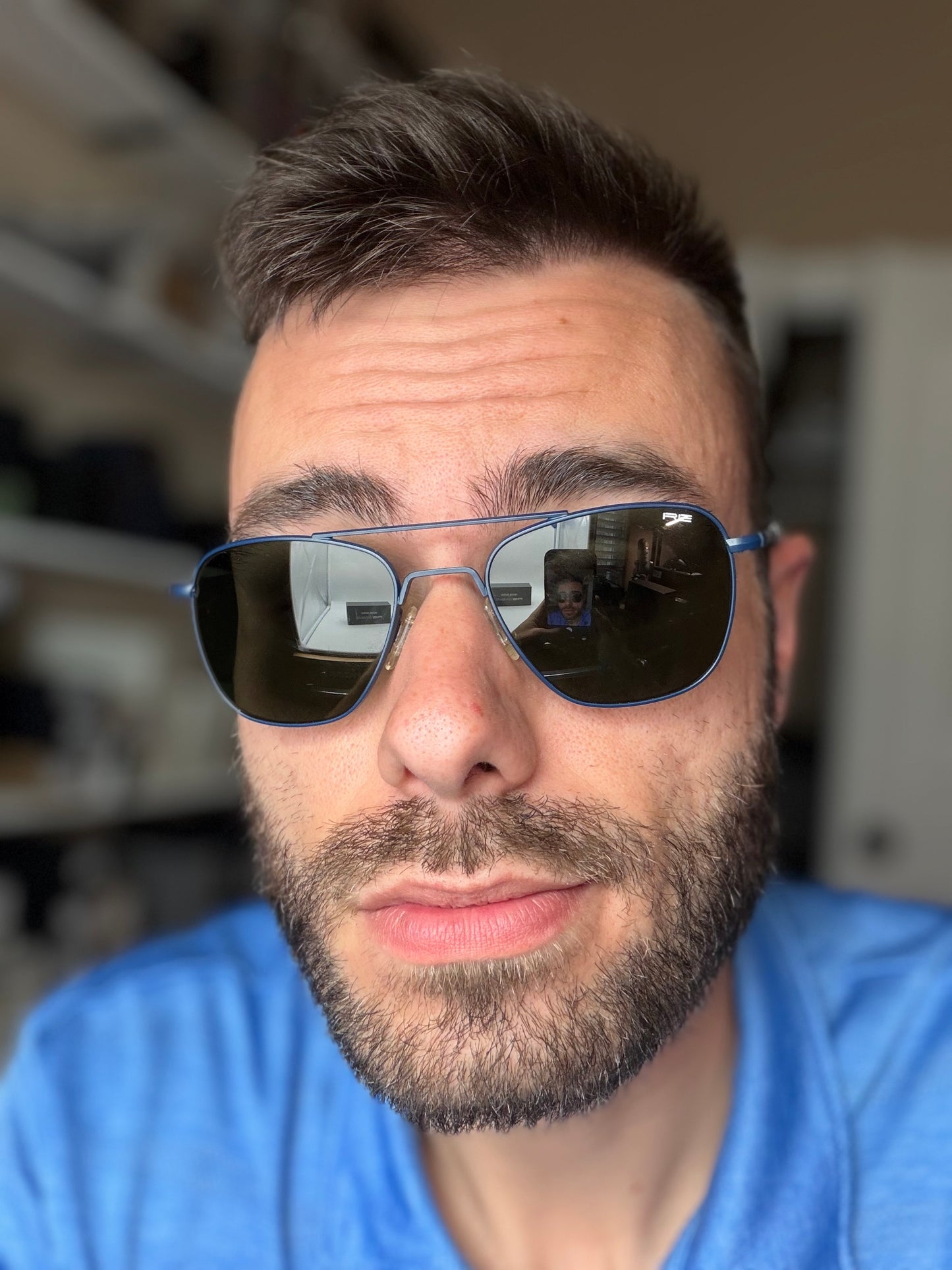 Randolph Engineering  x Michael Bastian Aviator 52mm Rare Navy Blue Frames AGX Glass None Polar Lens Preowned