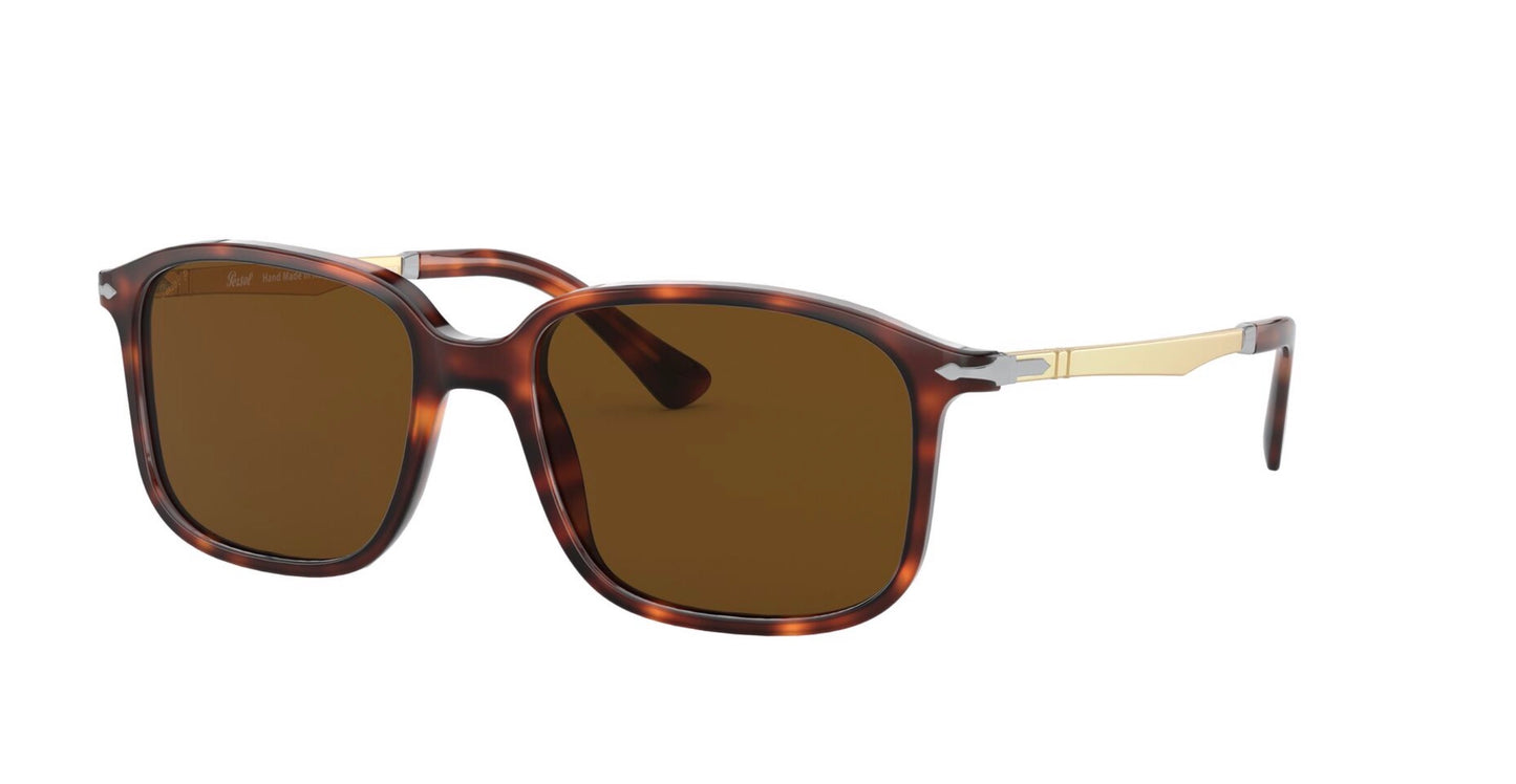 Persol PO 3246 53mm Havana / Polarized Brown Glass Lens 24 / 57 Italy NEW